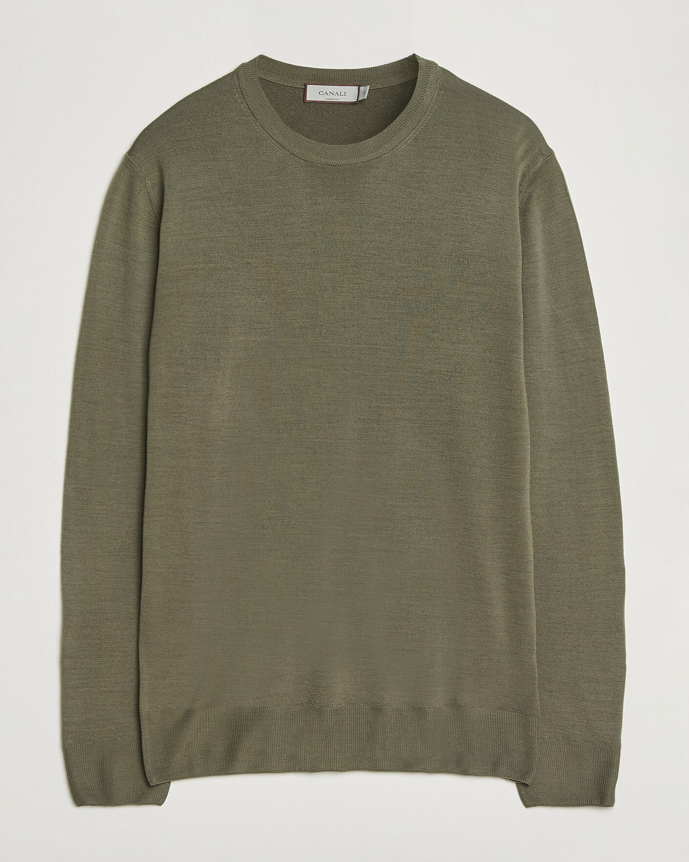 Herre | Gensere | Canali | Merino Wool Crew Neck Olive