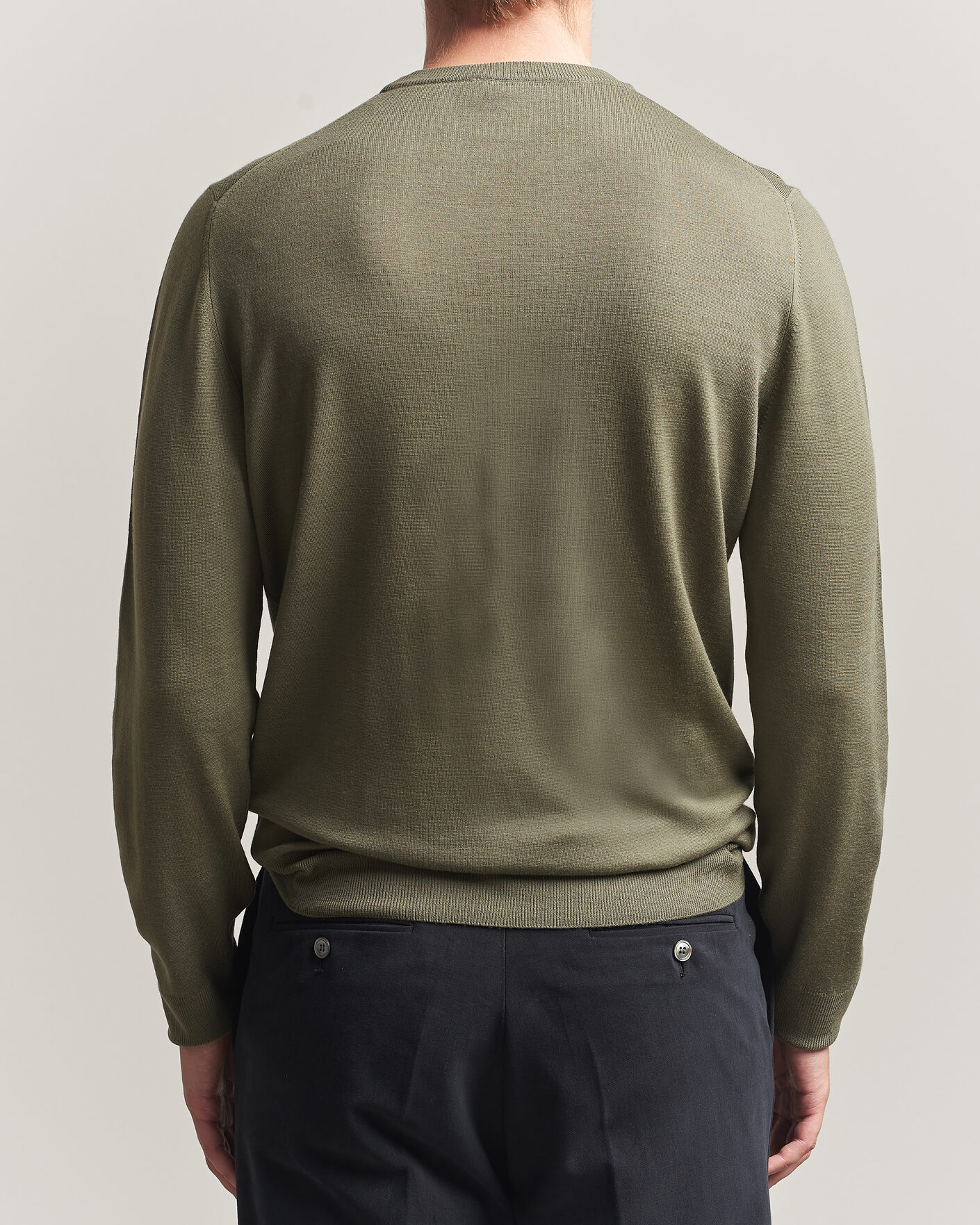 Herre | Gensere | Canali | Merino Wool Crew Neck Olive