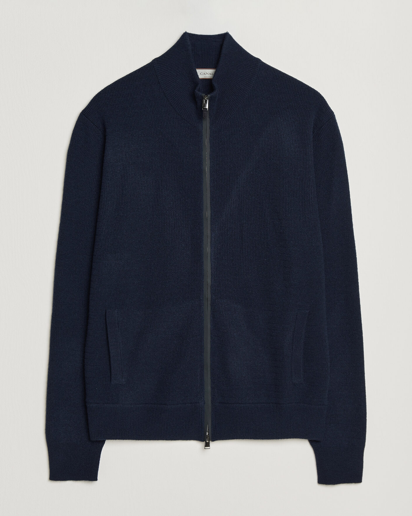 Herre | Gensere | Canali | Wool/Cashmere Full Zip Cardigan Navy