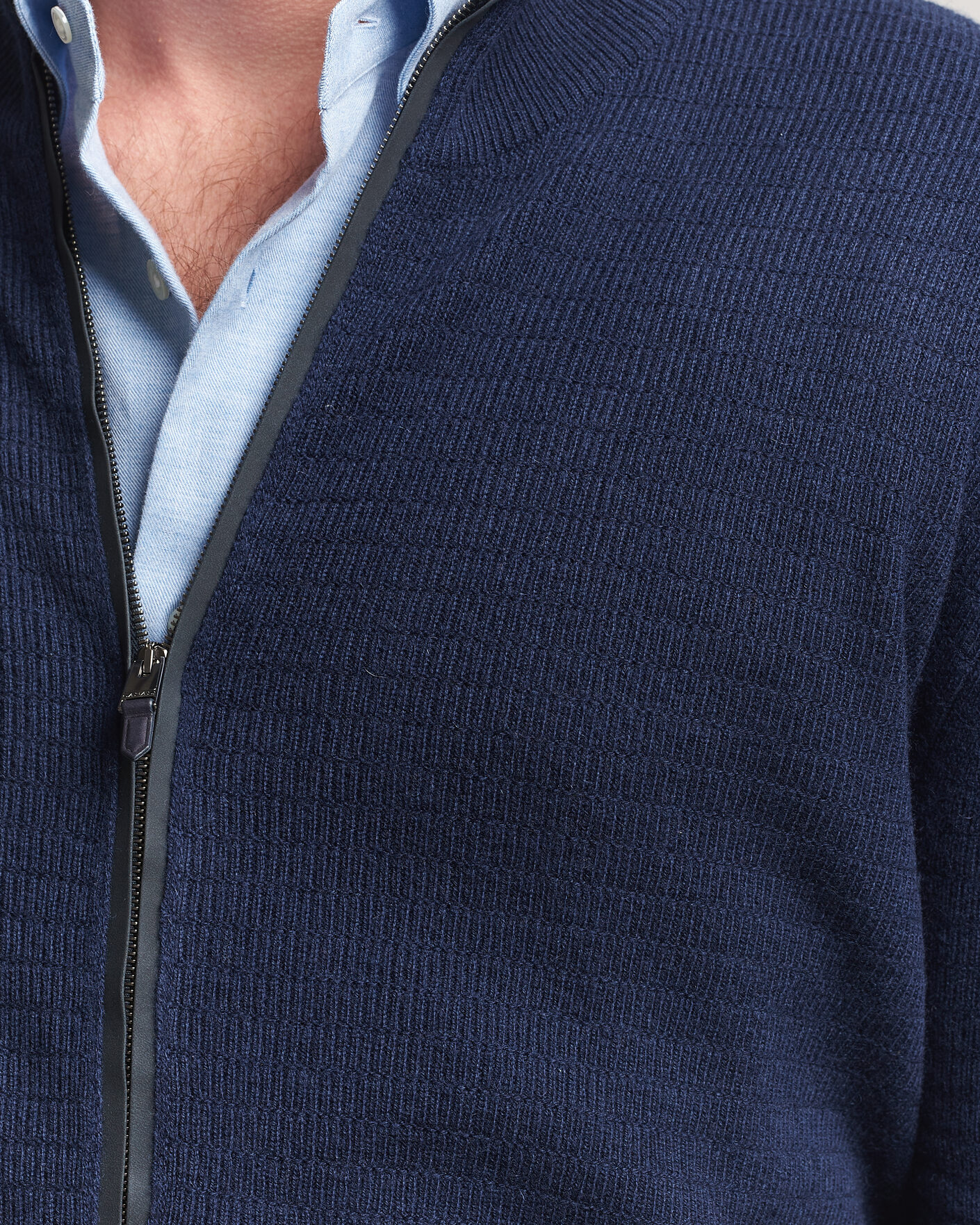 Herre | Gensere | Canali | Wool/Cashmere Full Zip Cardigan Navy