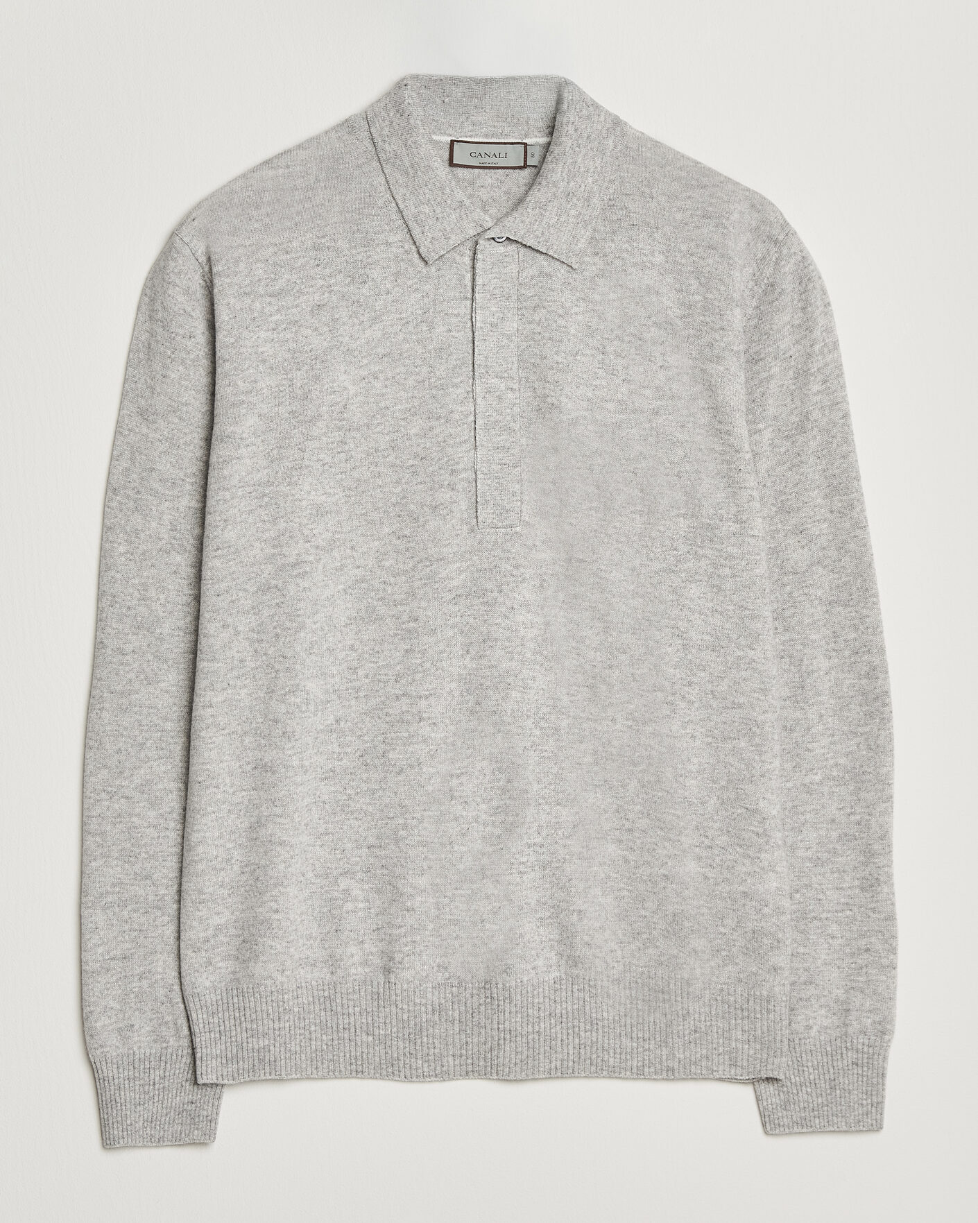Herre | Gensere | Canali | Wool/Cashmere Long Sleeve Polo Light Grey