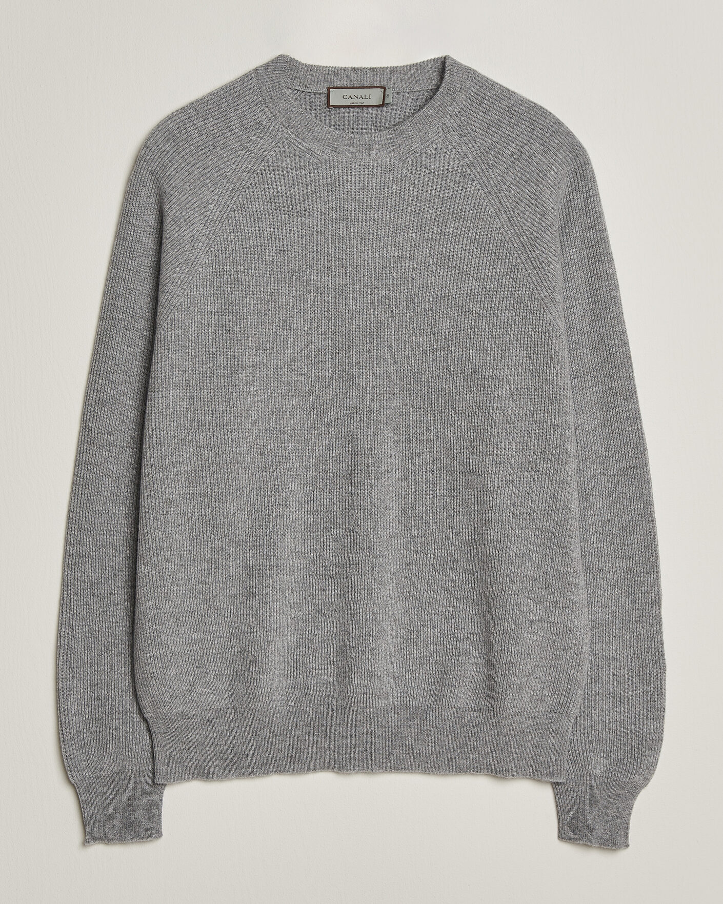 Herre | Gensere | Canali | Rib Cashmere Sweater Light Grey