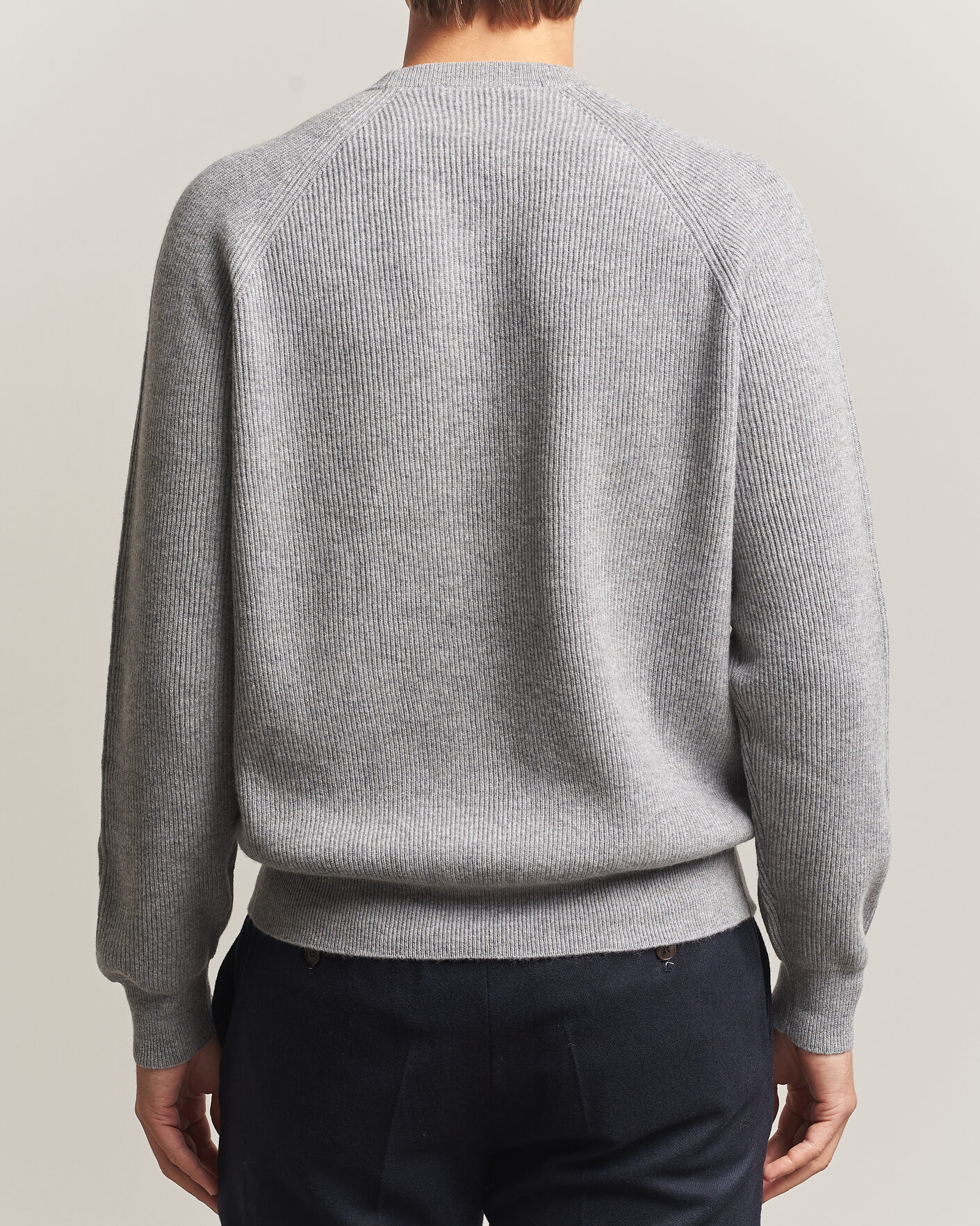 Herre | Gensere | Canali | Rib Cashmere Sweater Light Grey