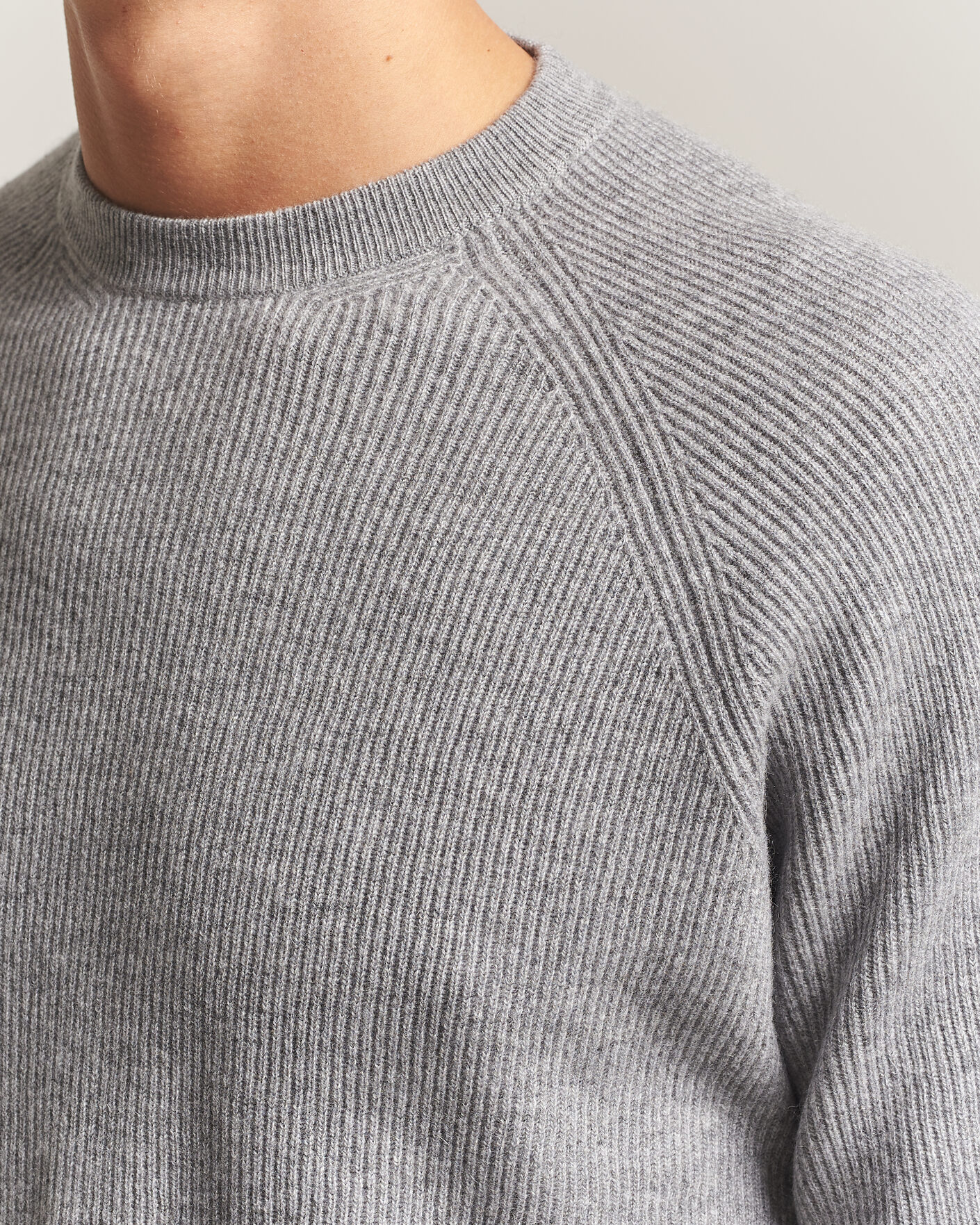 Herre | Gensere | Canali | Rib Cashmere Sweater Light Grey