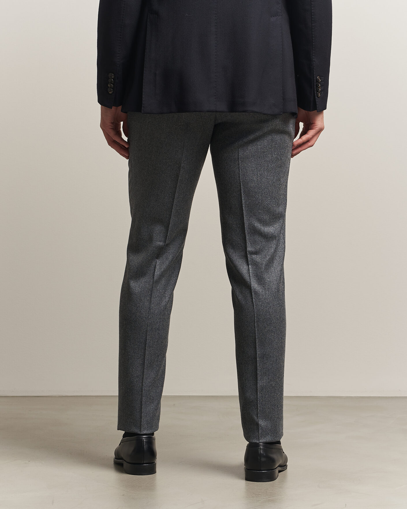 Herre | Bukser | Canali | Slim Fit Flannel Trousers Grey Melange