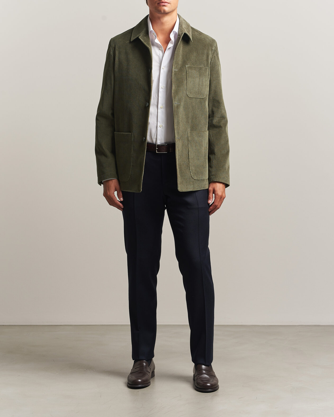 Herre | Bukser | Canali | Slim Fit Flannel Trousers Navy