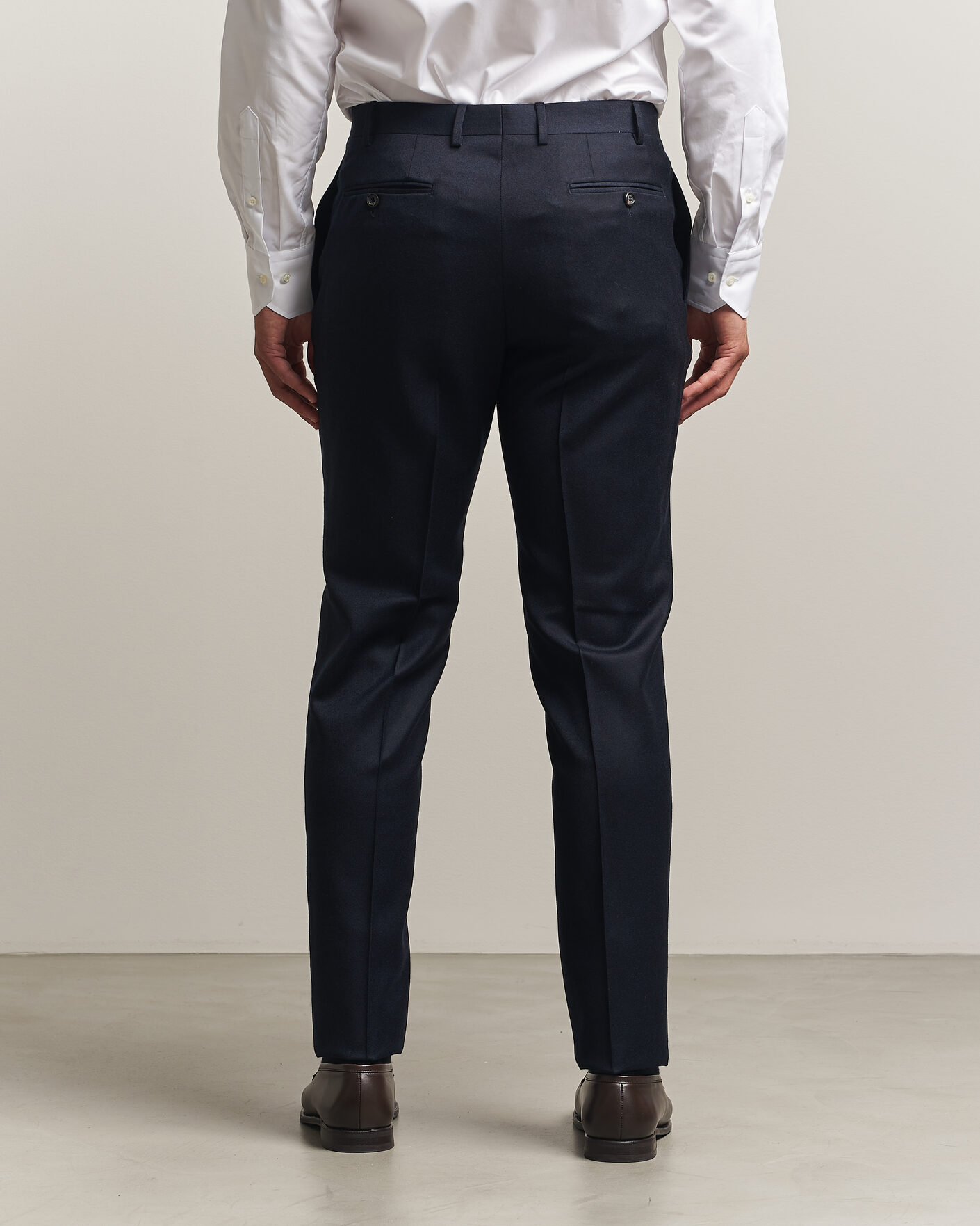 Herre | Bukser | Canali | Slim Fit Flannel Trousers Navy