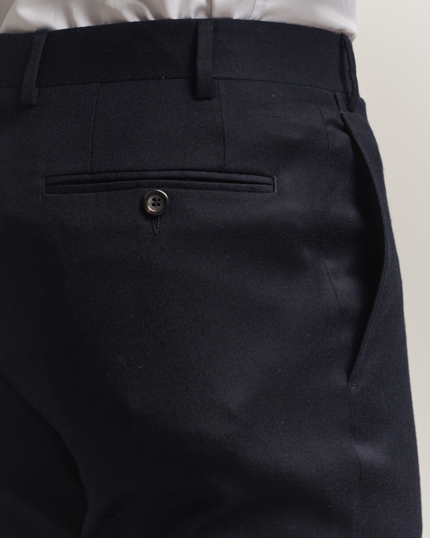 Herre | Bukser | Canali | Slim Fit Flannel Trousers Navy
