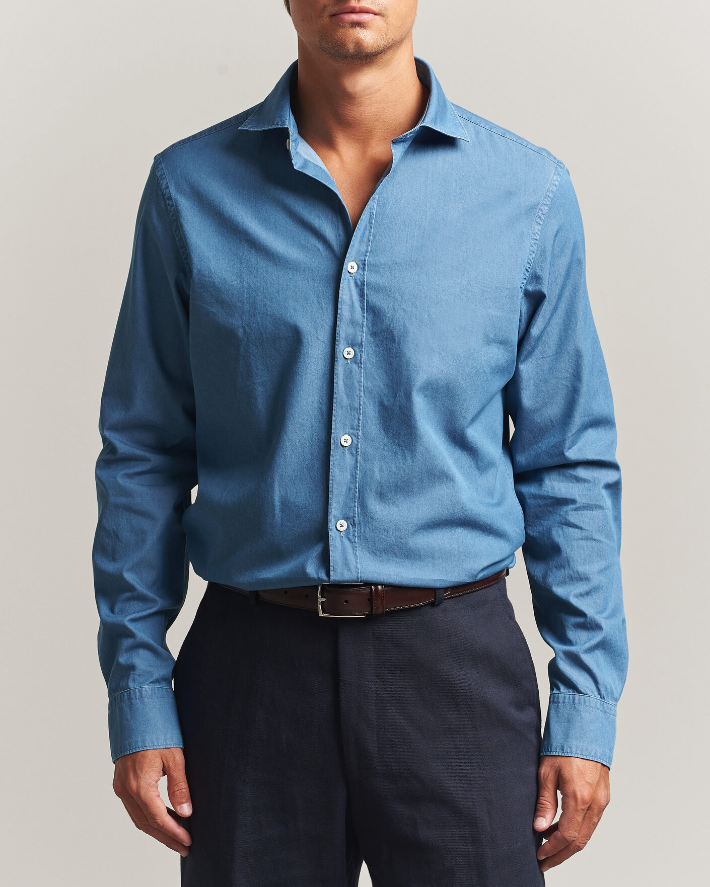 Herre | Skjorter | Canali | Denim Shirt Stone Wash