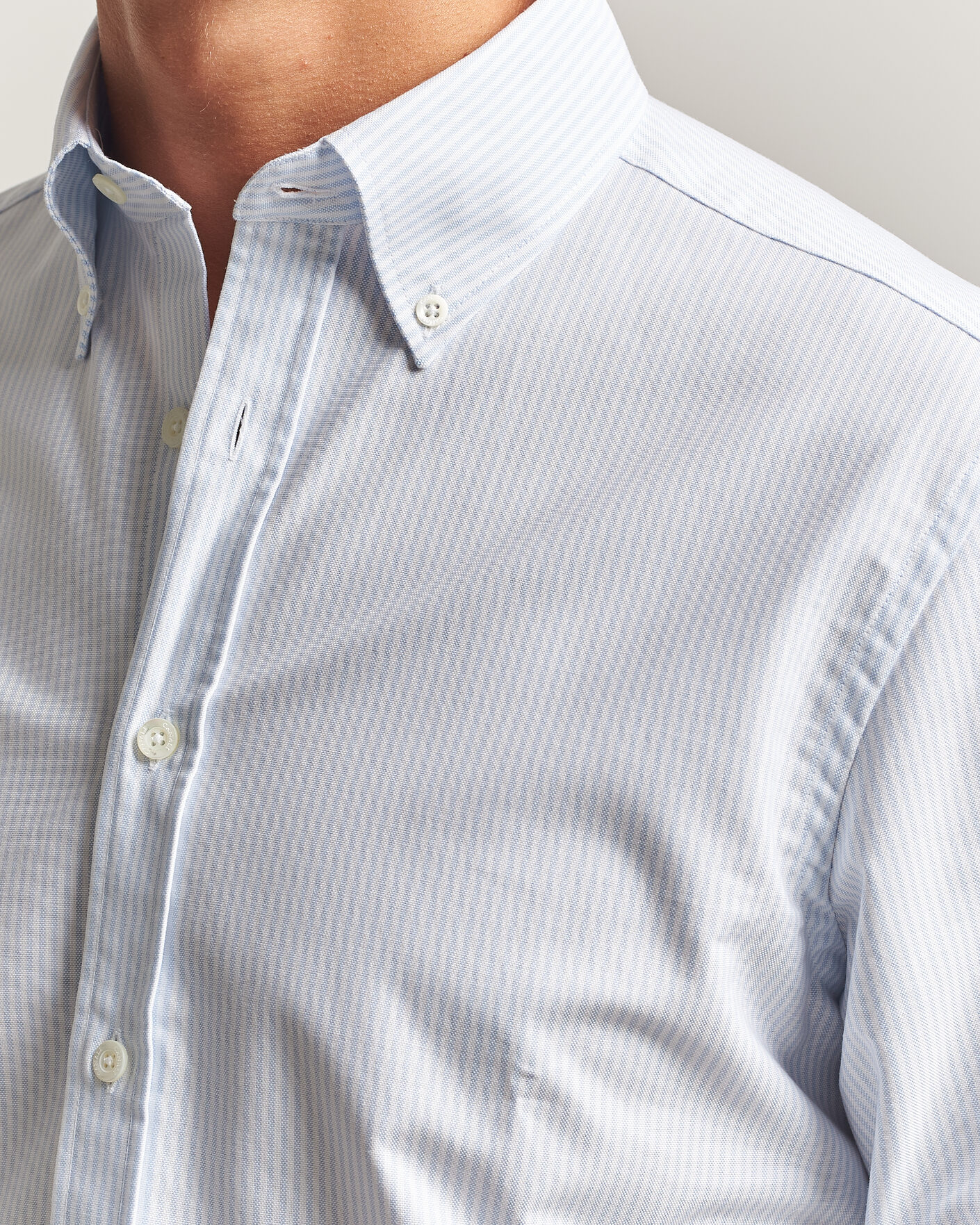 Herre | Skjorter | Canali | Oxford Button Down Shirt Light Blue Stripe