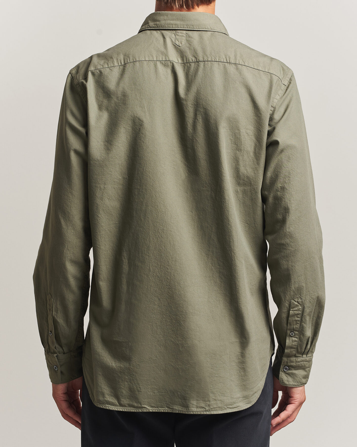 Herre | Skjorter | Canali | Garment Dyed Cotton Shirt Olive