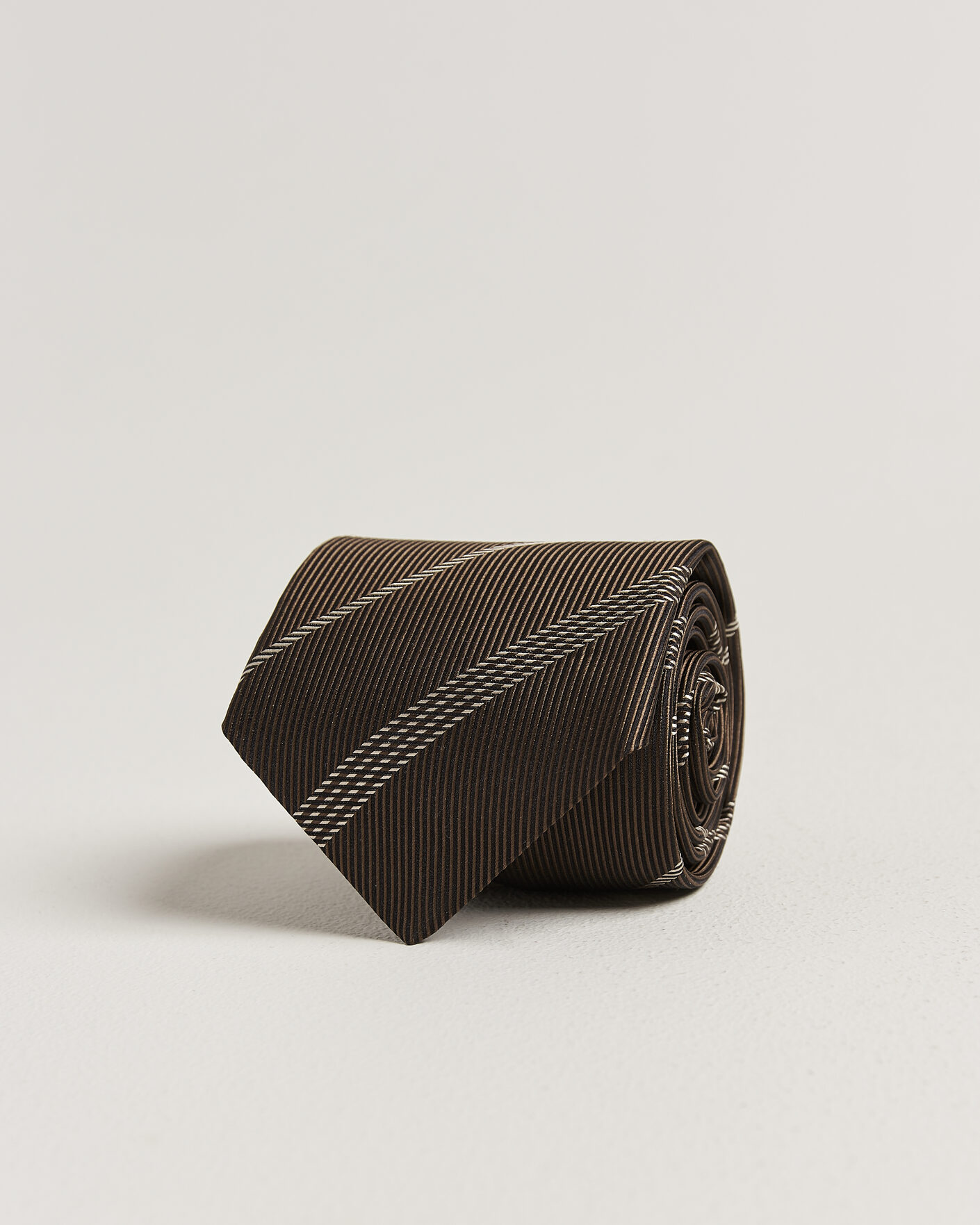 Herre | Slips | Canali | Regimental Stripe Silk Tie Brown