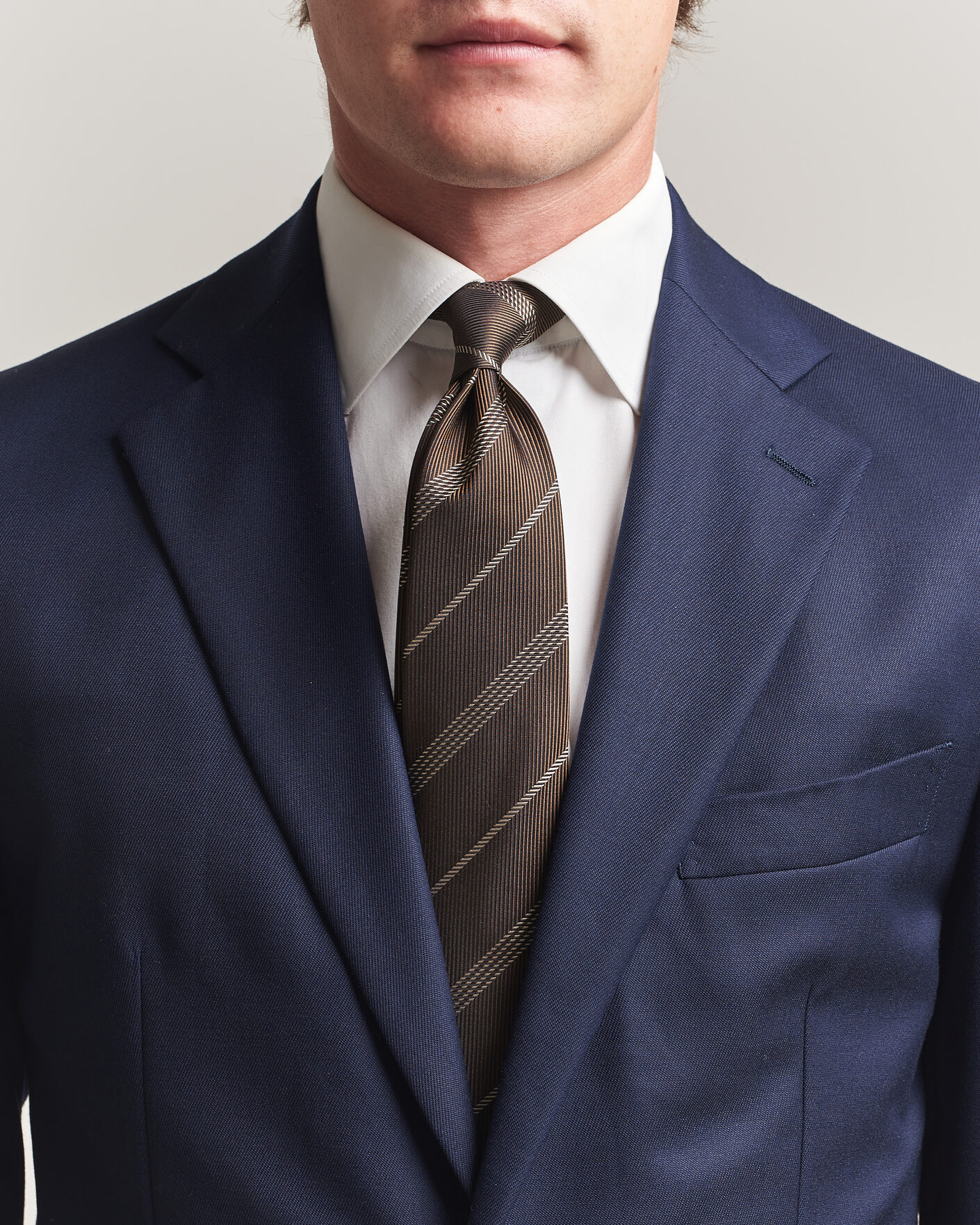Herre | Slips | Canali | Regimental Stripe Silk Tie Brown