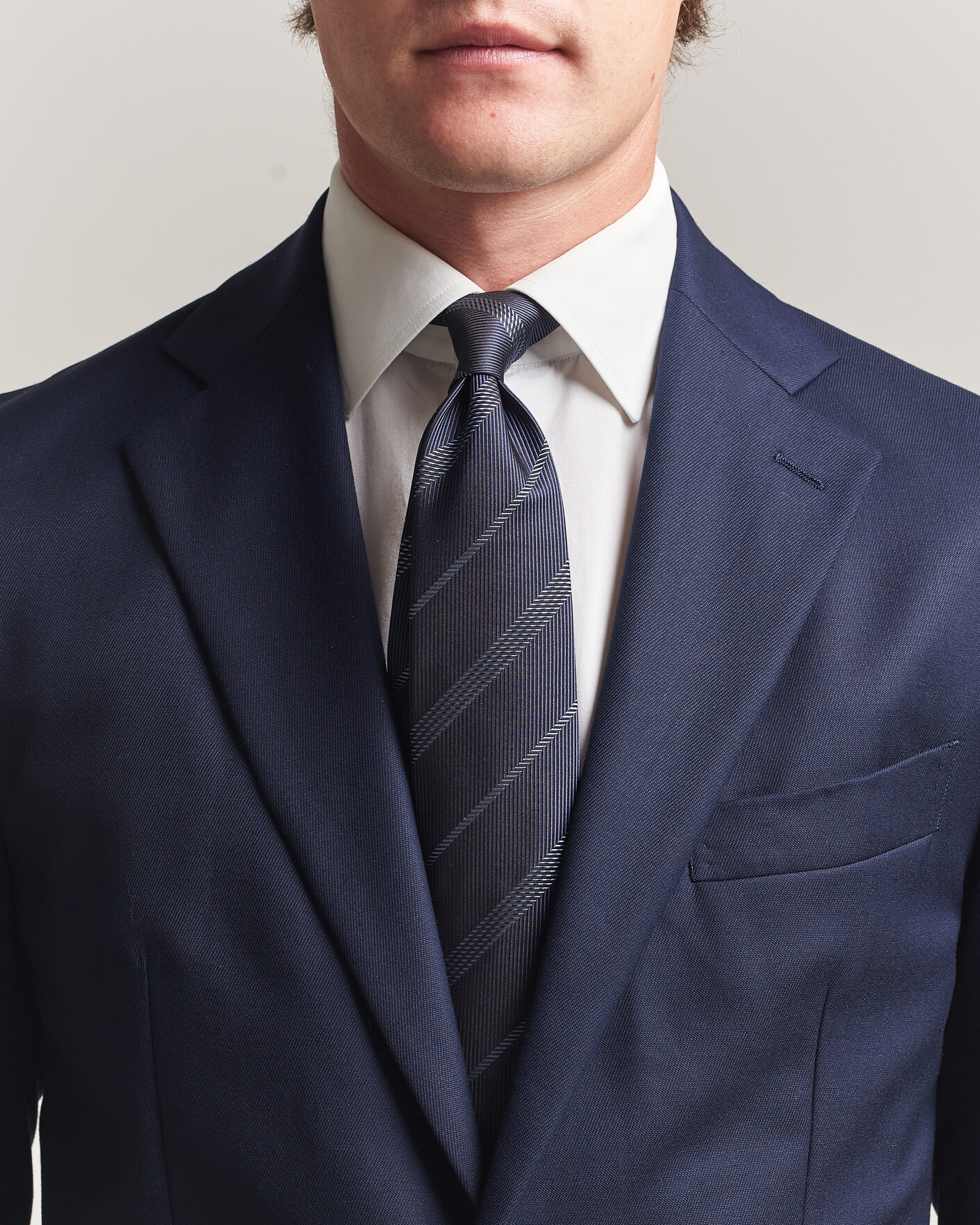 Herre | Slips | Canali | Regimental Stripe Silk Tie Navy