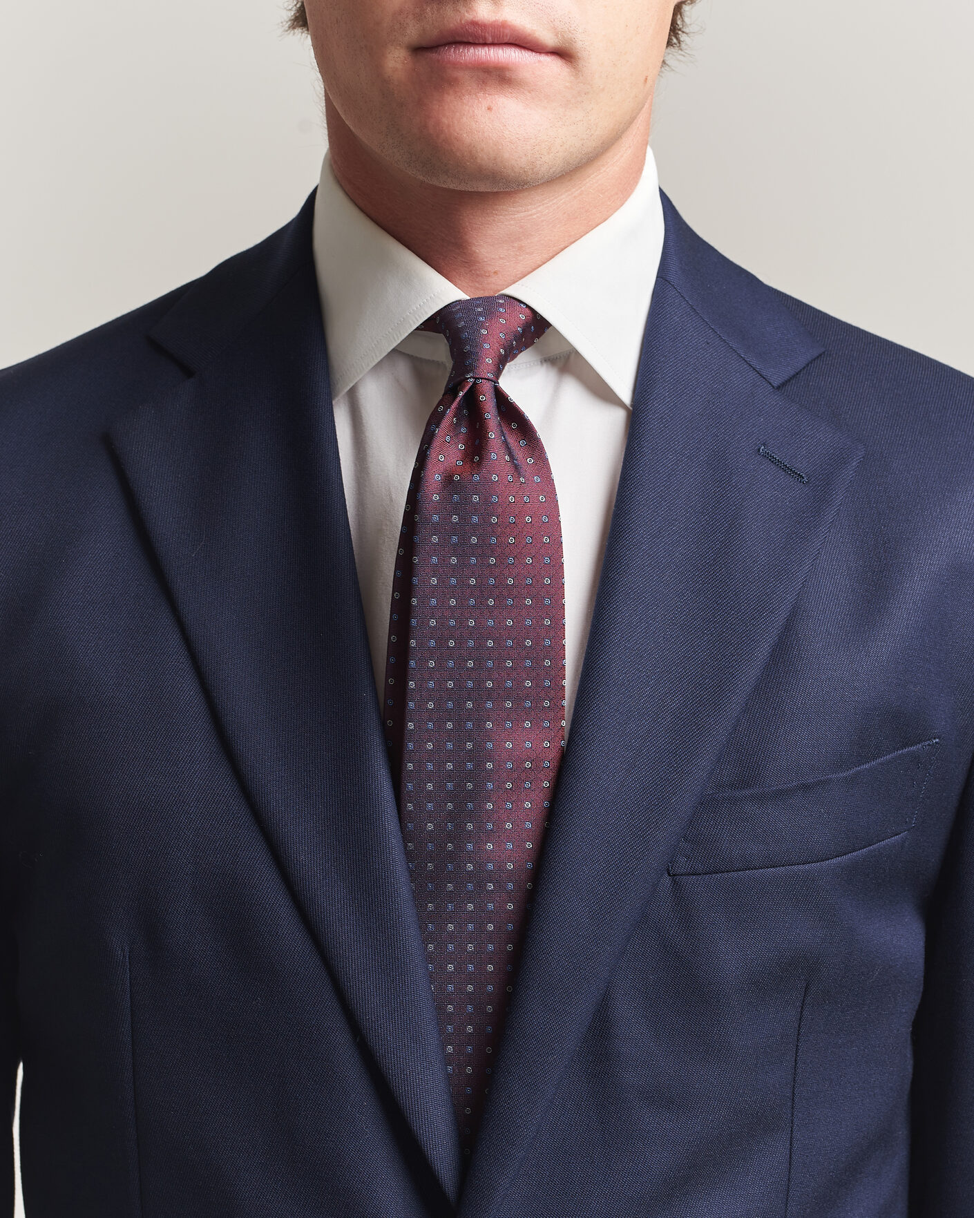 Herre | Slips | Canali | Jacquard Silk Tie Burgundy