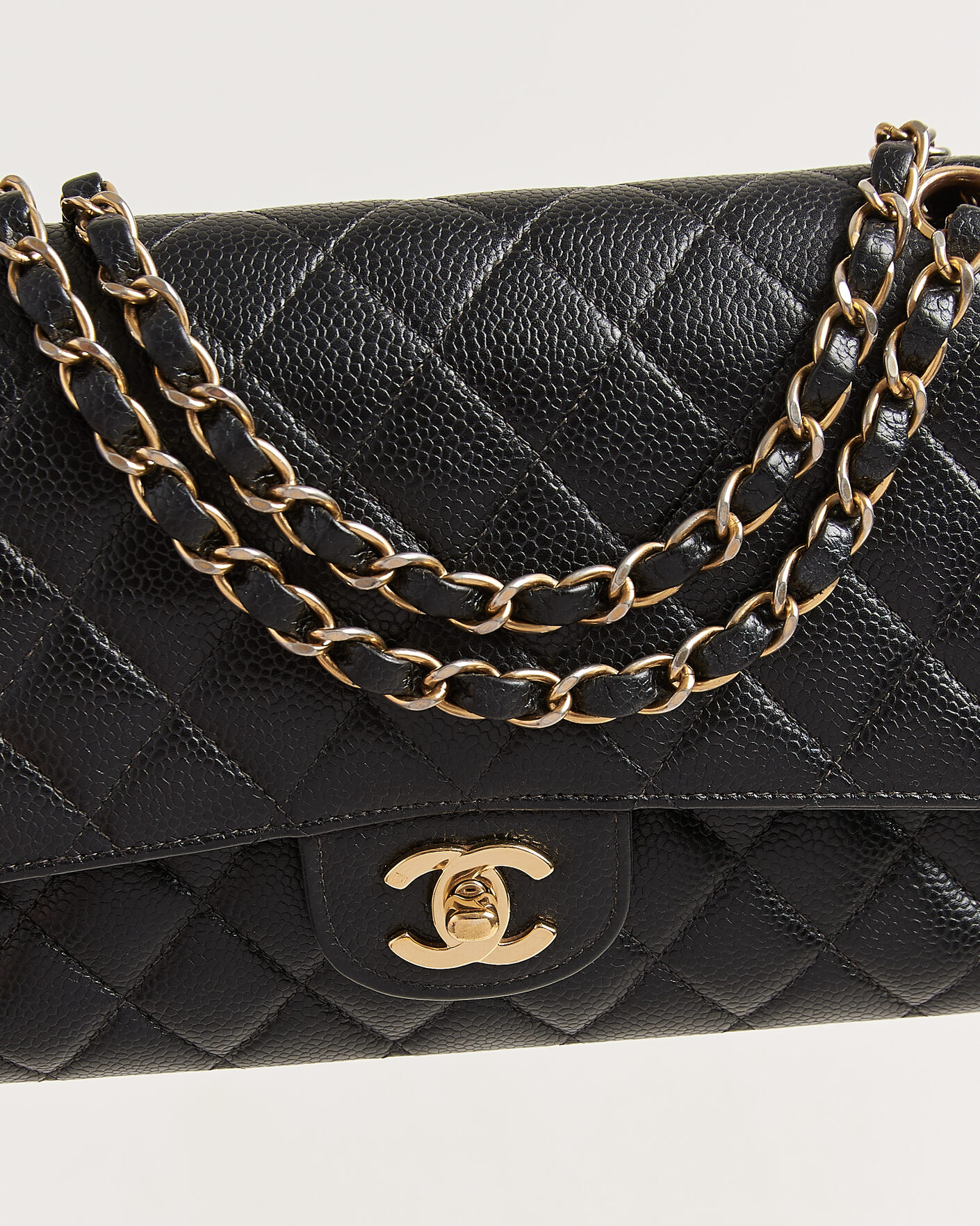 Herre | Chanel Pre-Owned Classic Medium Double Flap Bag Caviar Leather Black | Chanel Pre-Owned | Classic Medium Double Flap Bag Caviar Leather Black
