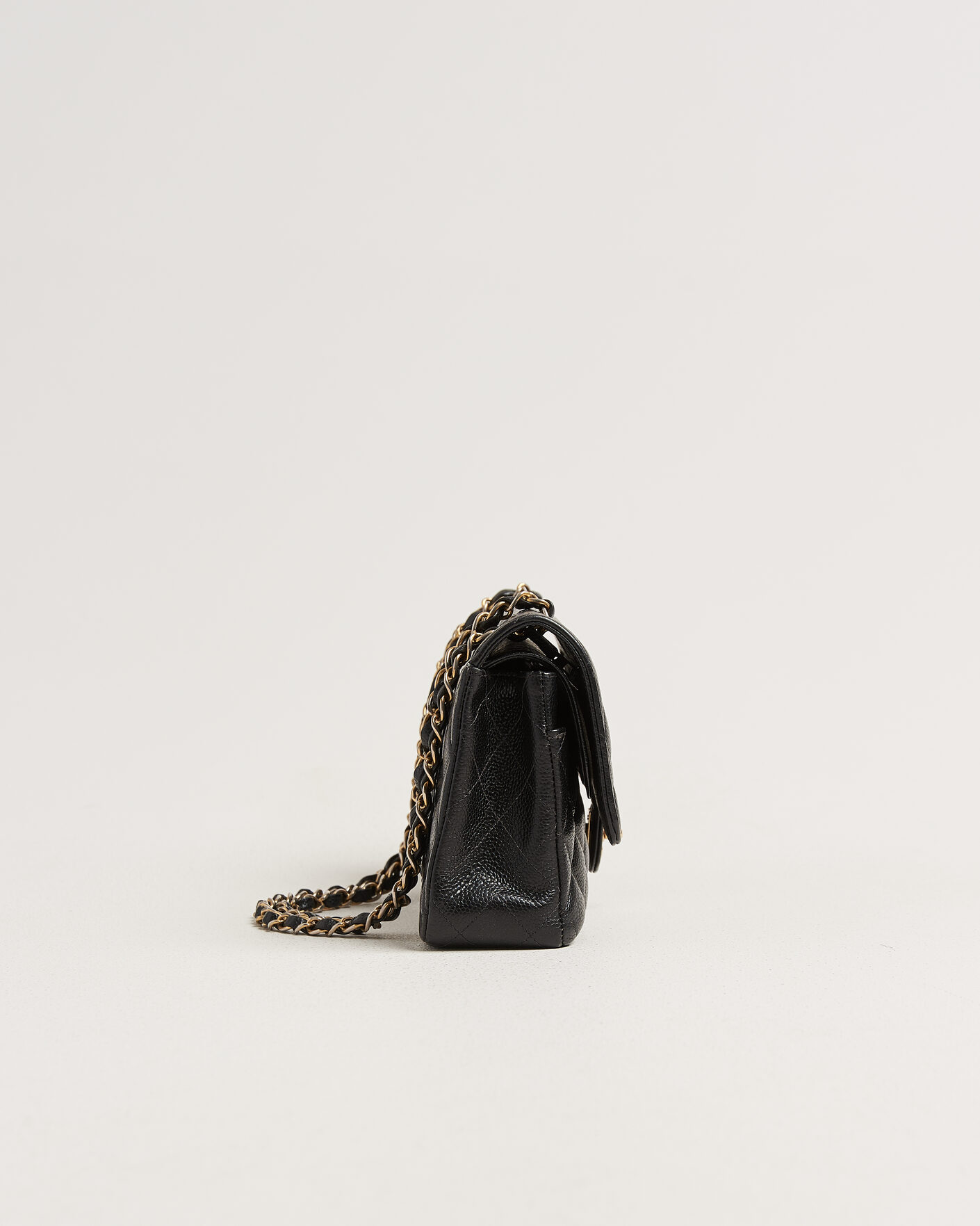 Herre | Chanel Pre-Owned Classic Medium Double Flap Bag Caviar Leather Black | Chanel Pre-Owned | Classic Medium Double Flap Bag Caviar Leather Black