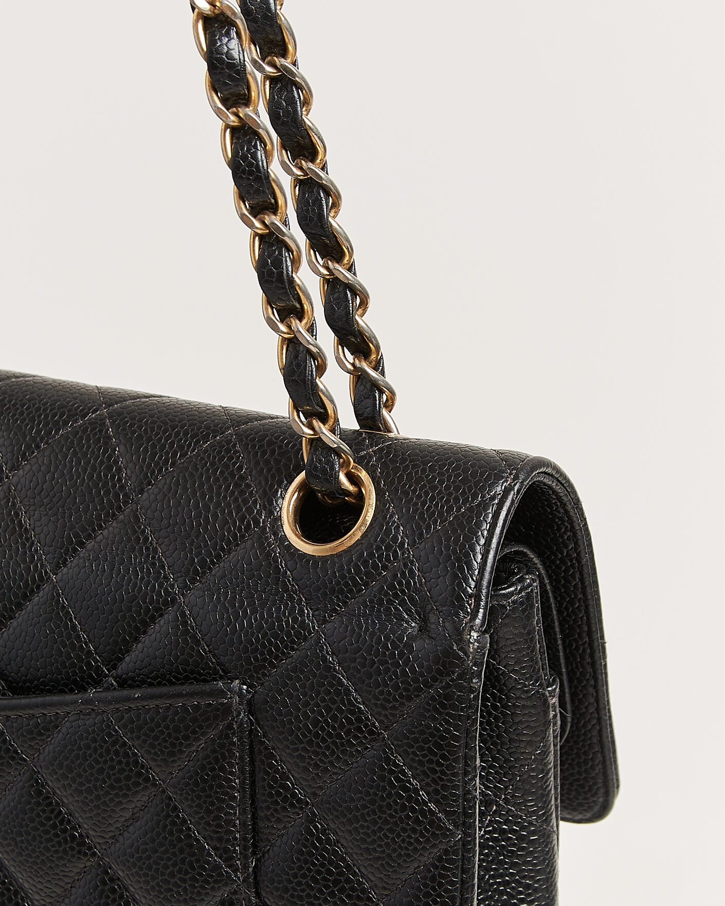 Herre | Chanel Pre-Owned Classic Medium Double Flap Bag Caviar Leather Black | Chanel Pre-Owned | Classic Medium Double Flap Bag Caviar Leather Black