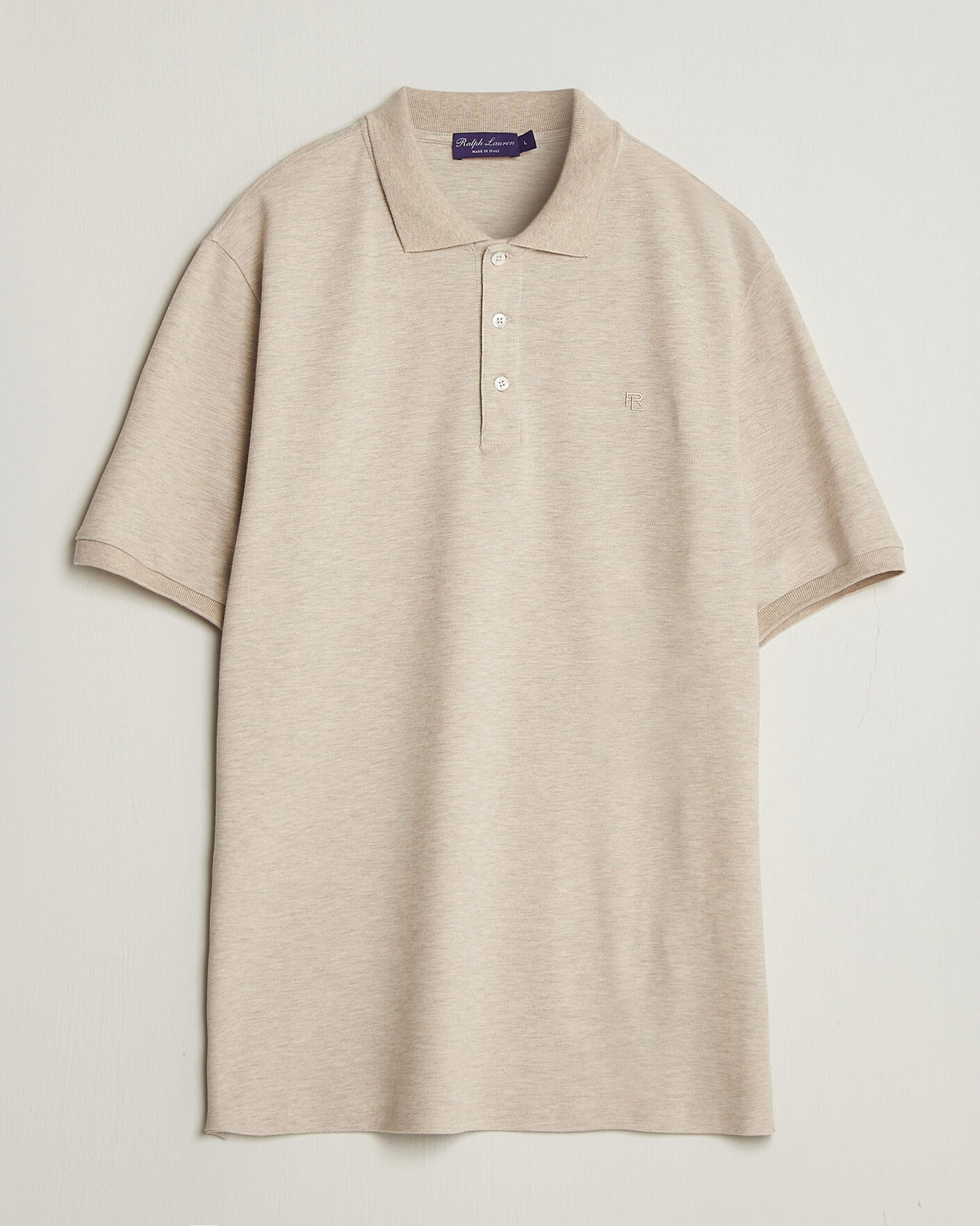 Herre | Pikéer | Ralph Lauren Purple Label | Short Sleeve Mercerized Cotton Polo Beige Melange