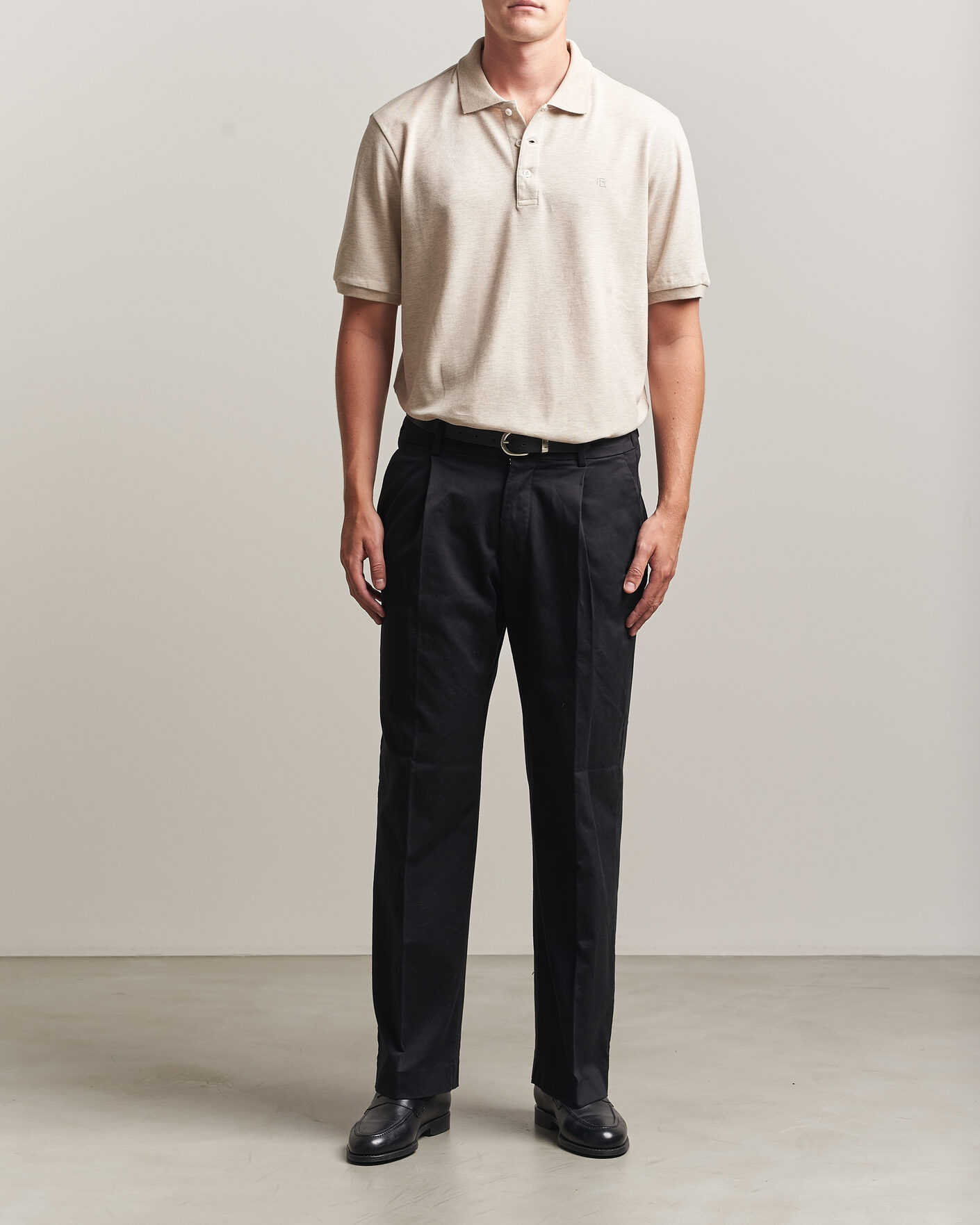 Herre | Pikéer | Ralph Lauren Purple Label | Short Sleeve Mercerized Cotton Polo Beige Melange