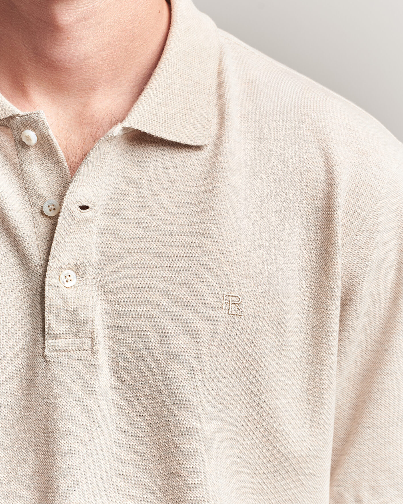 Herre | Pikéer | Ralph Lauren Purple Label | Short Sleeve Mercerized Cotton Polo Beige Melange