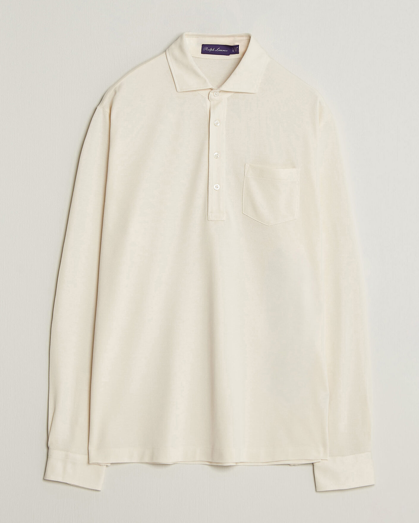 Herre | Pikéer | Ralph Lauren Purple Label | Long Sleeve Washed Polo Classic Cream