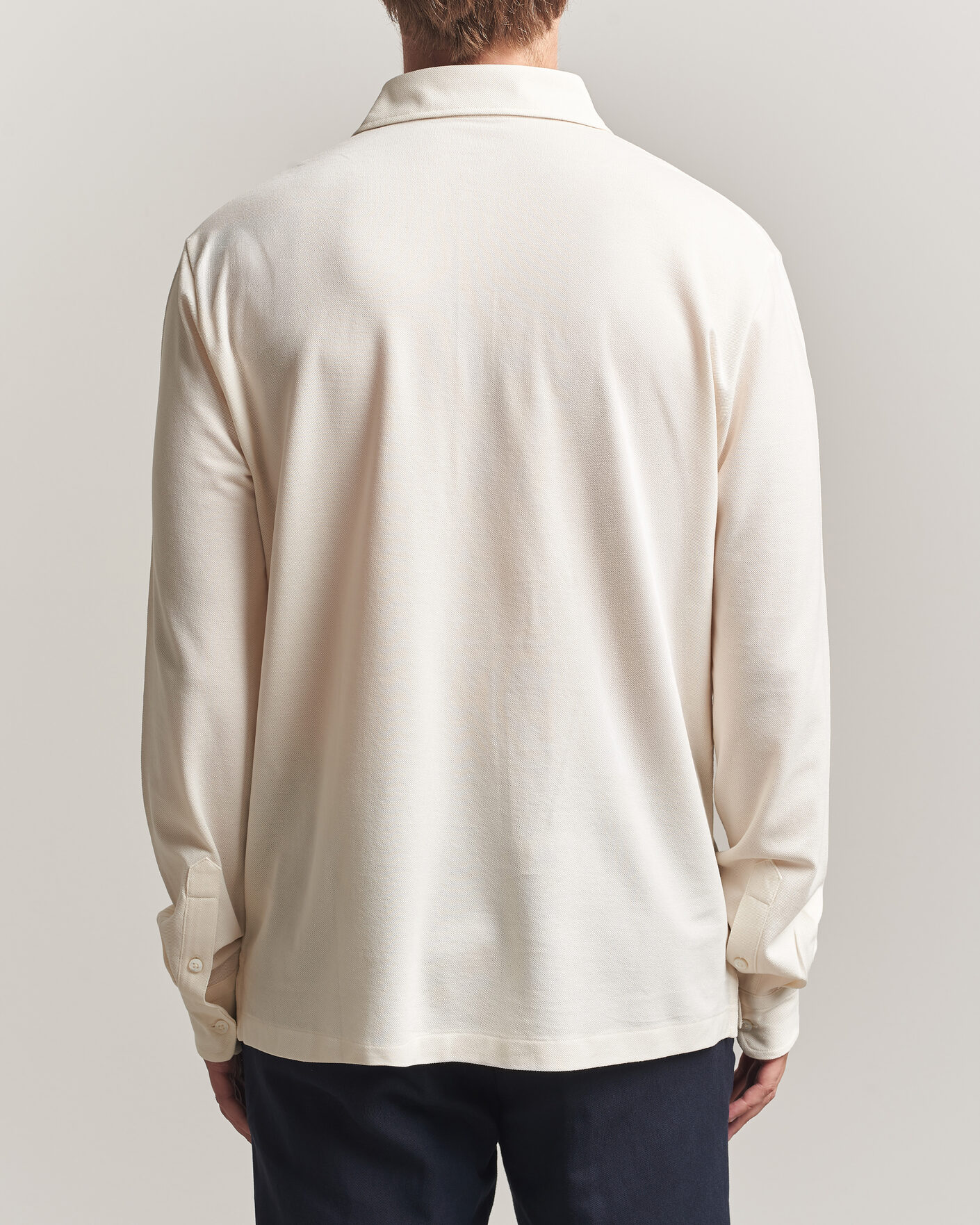 Herre | Pikéer | Ralph Lauren Purple Label | Long Sleeve Washed Polo Classic Cream