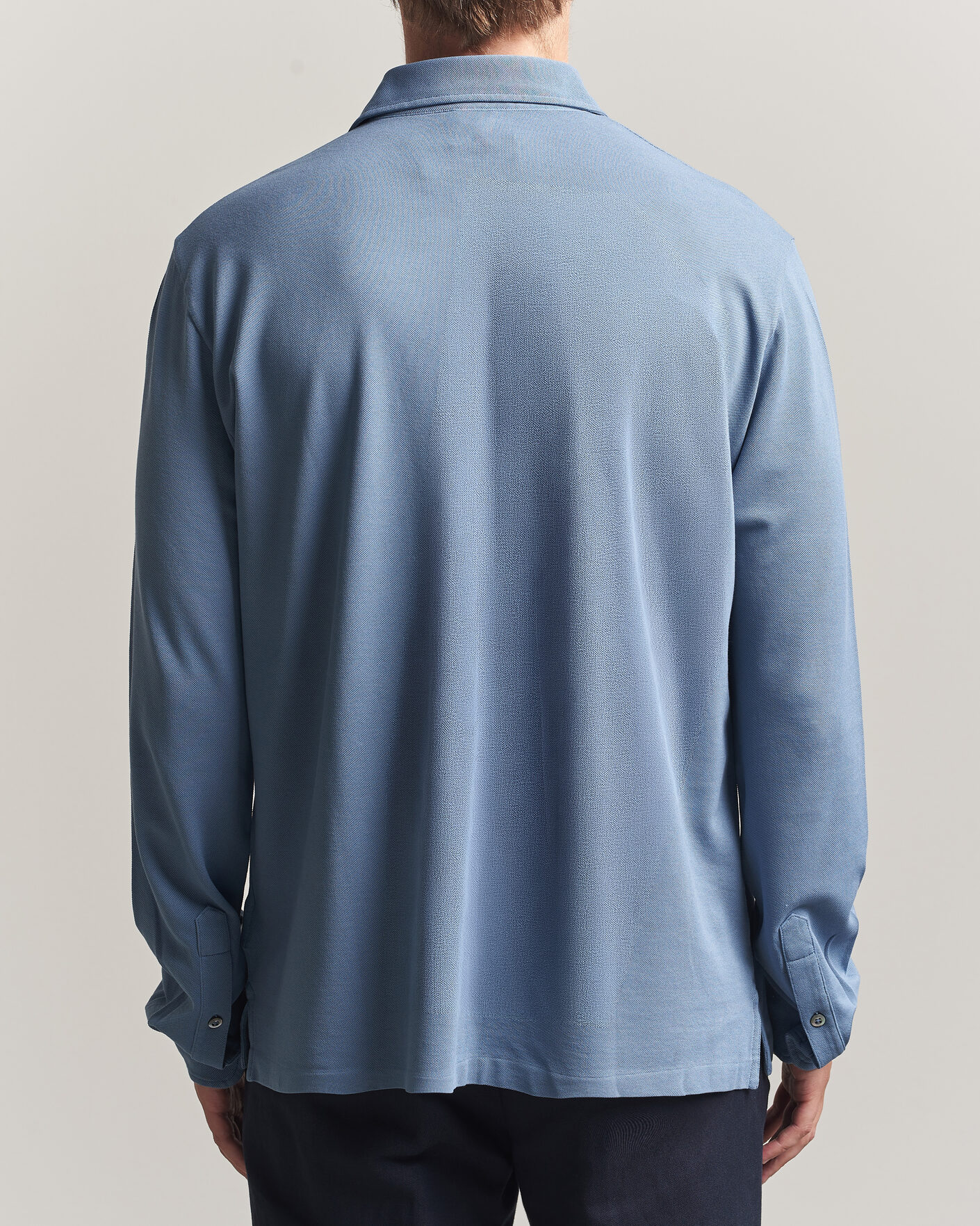 Herre | Pikéer | Ralph Lauren Purple Label | Long Sleeve Washed Polo Blue Horizon