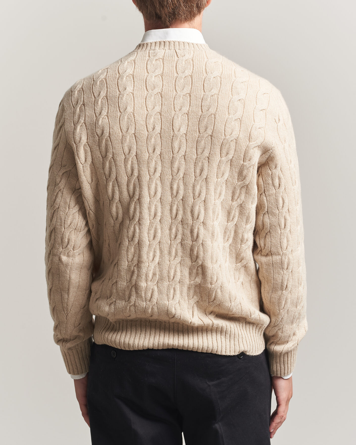 Herre | Gensere | Ralph Lauren Purple Label | Cashmere Cable Sweater Beige Melange