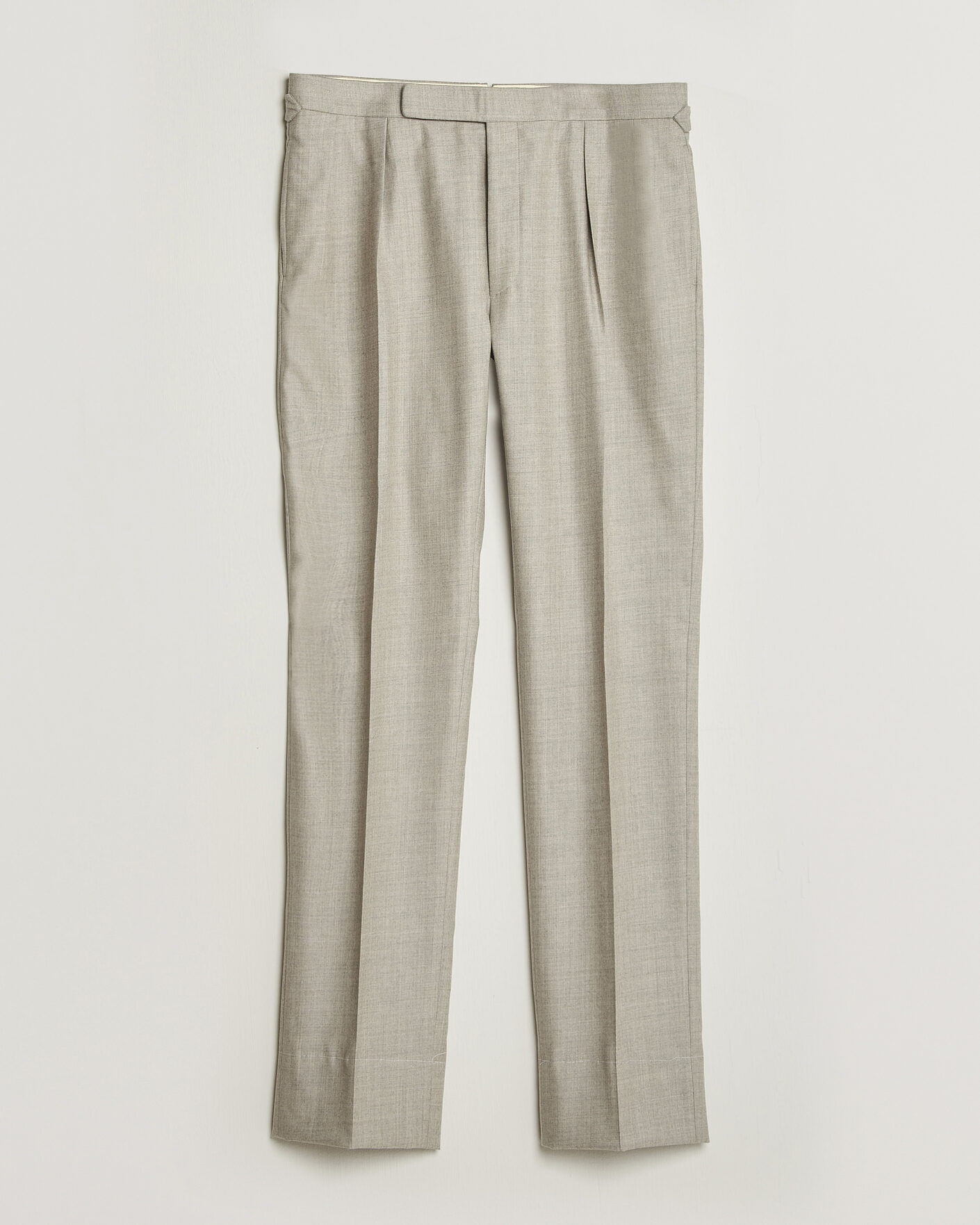 Herre | Bukser | Ralph Lauren Purple Label | Gregory Pleated Flannel Trousers Pearl Grey