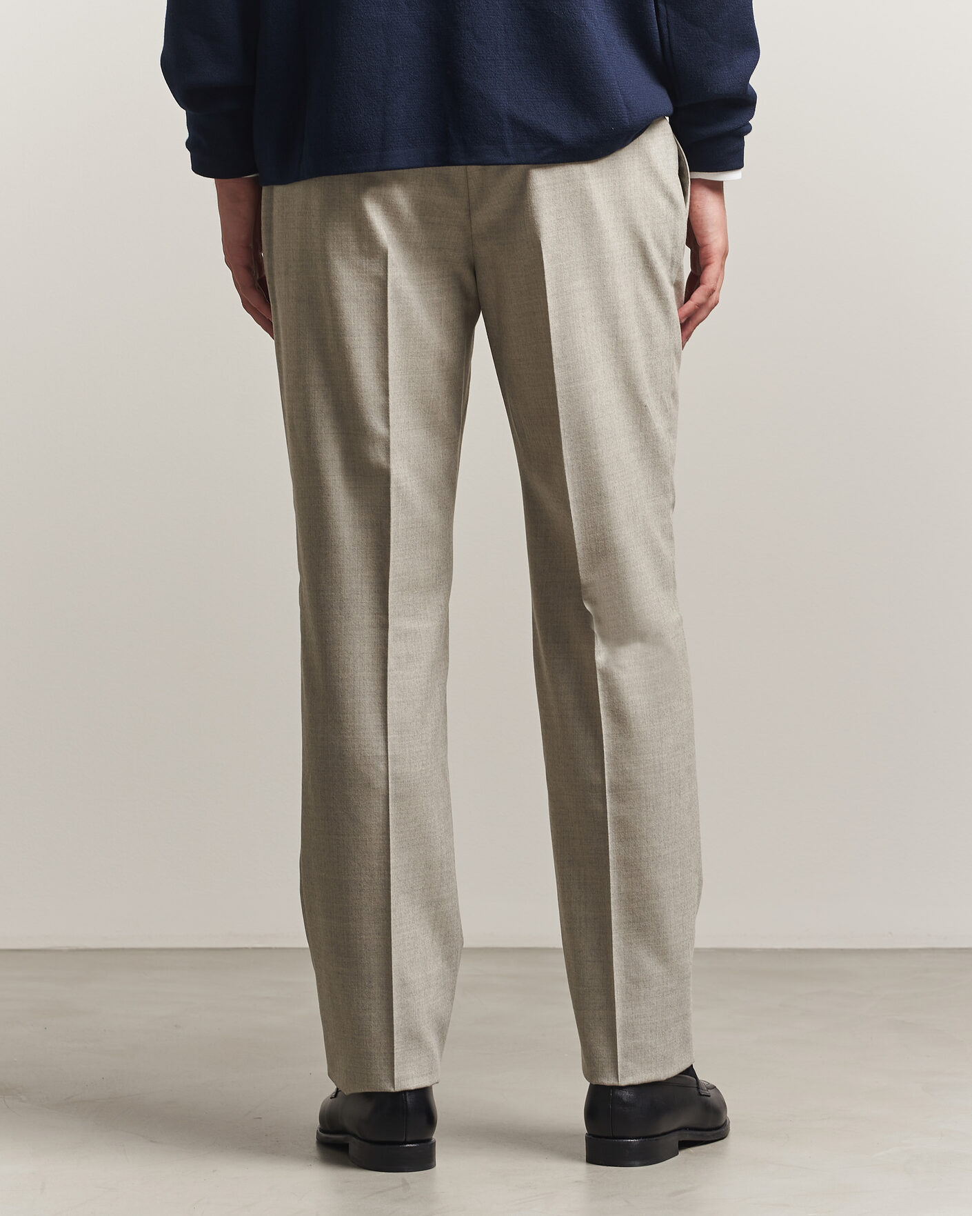 Herre | Bukser | Ralph Lauren Purple Label | Gregory Pleated Flannel Trousers Pearl Grey
