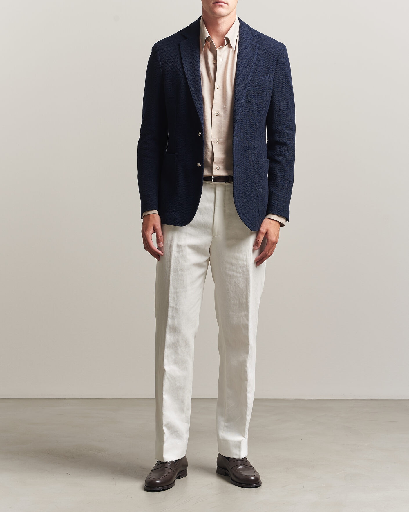 Herre | Dressjakker | Ralph Lauren Purple Label | Cashmere/Silk Herringbone Blazer Navy