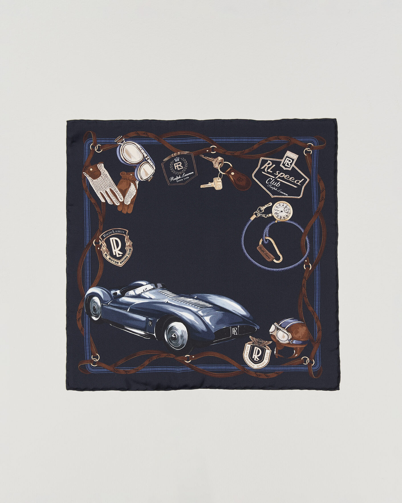 Herre | Lommetørklær | Ralph Lauren Purple Label | Speed Club Silk Pocket Square Navy