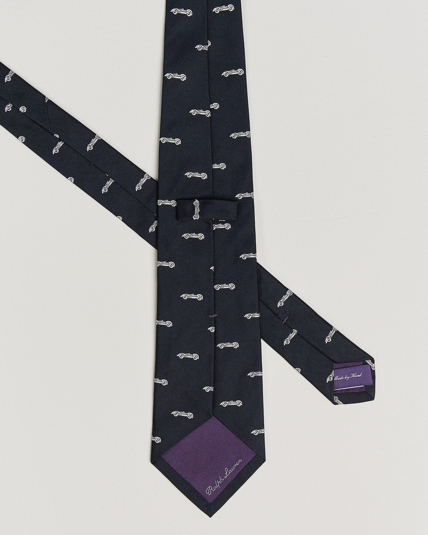Herre | Slips | Ralph Lauren Purple Label | Jacquard Race Cars Silk Tie Navy