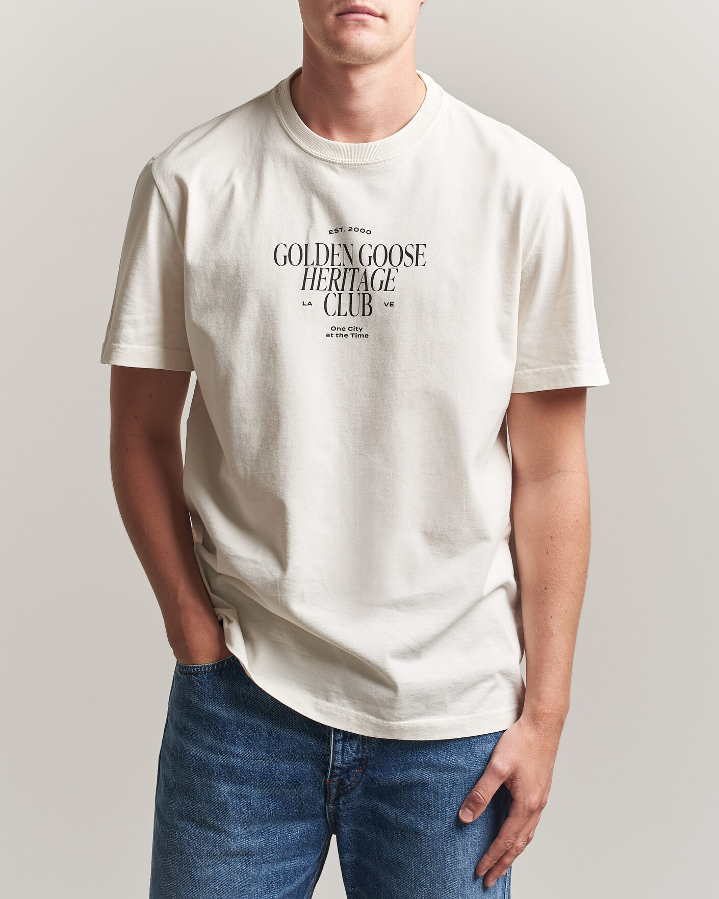 Herre | T-Shirts | Golden Goose | Journey Print T-Shirt Heritage White