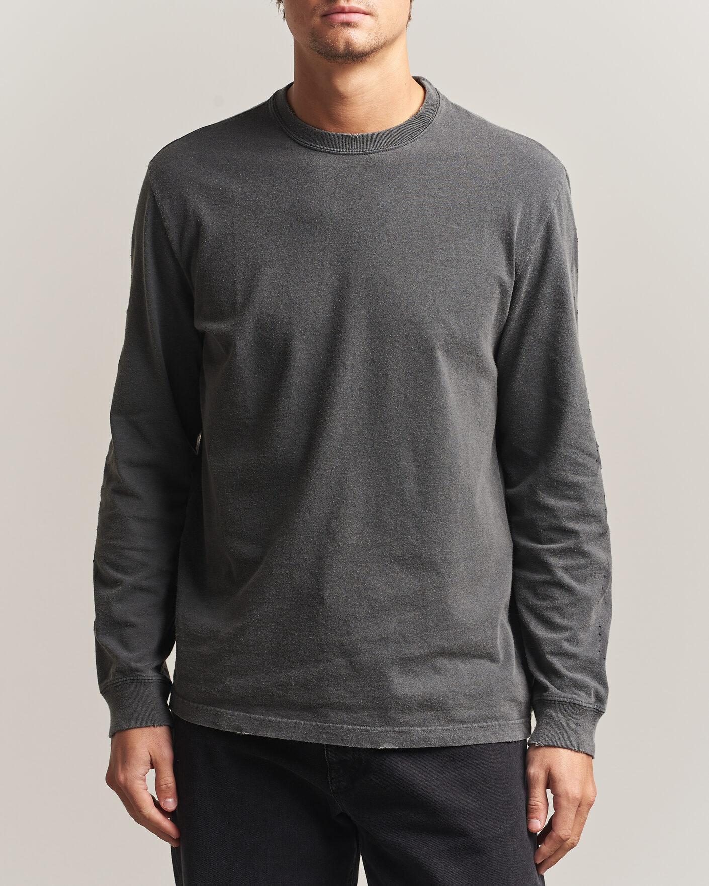 Herre | Gensere | Golden Goose | Long Sleeve Garment Dyed T-Shirt Anthracite