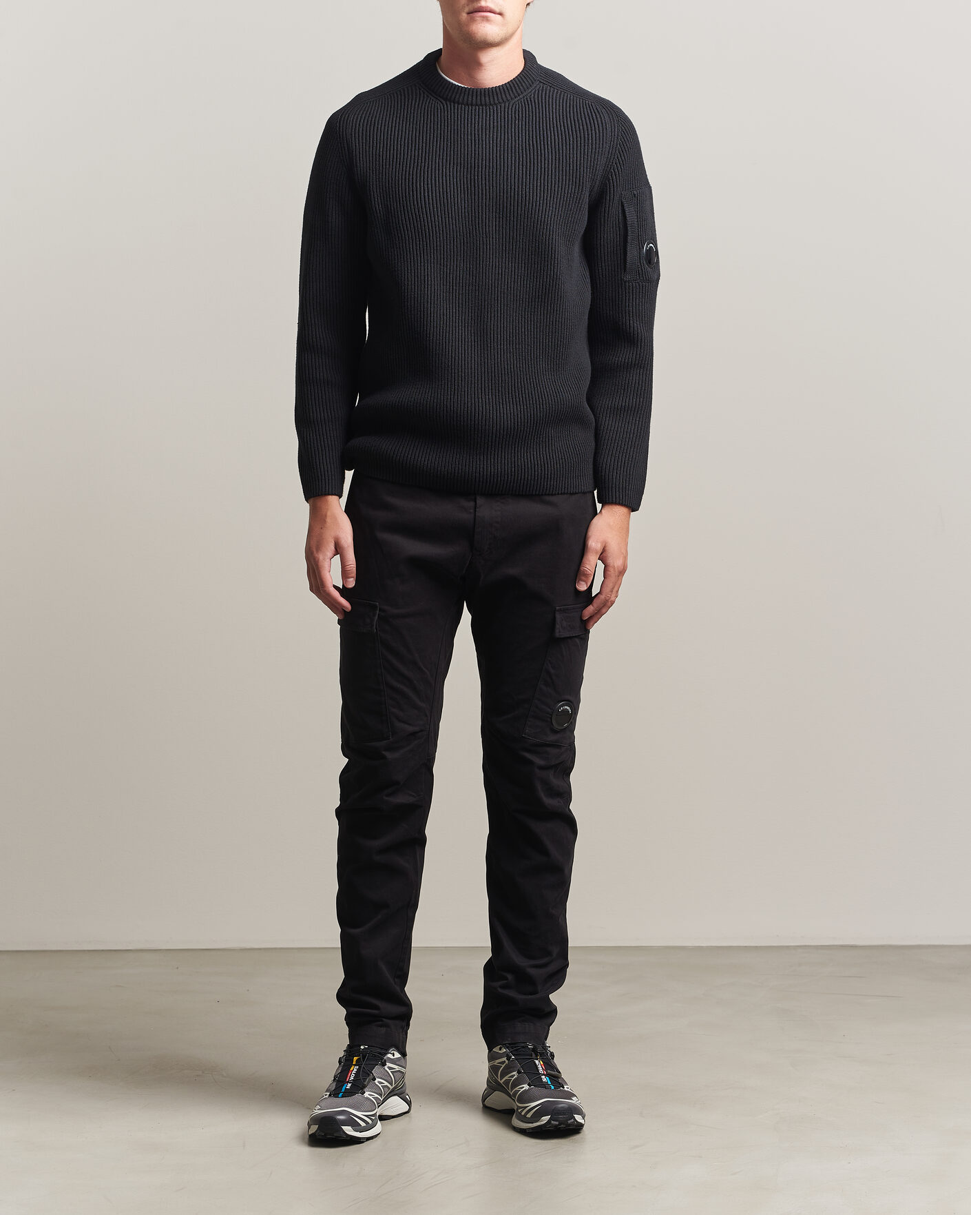 Herre | Bukser | C.P. Company | Stretch Satin Lens Cargo Pants Black