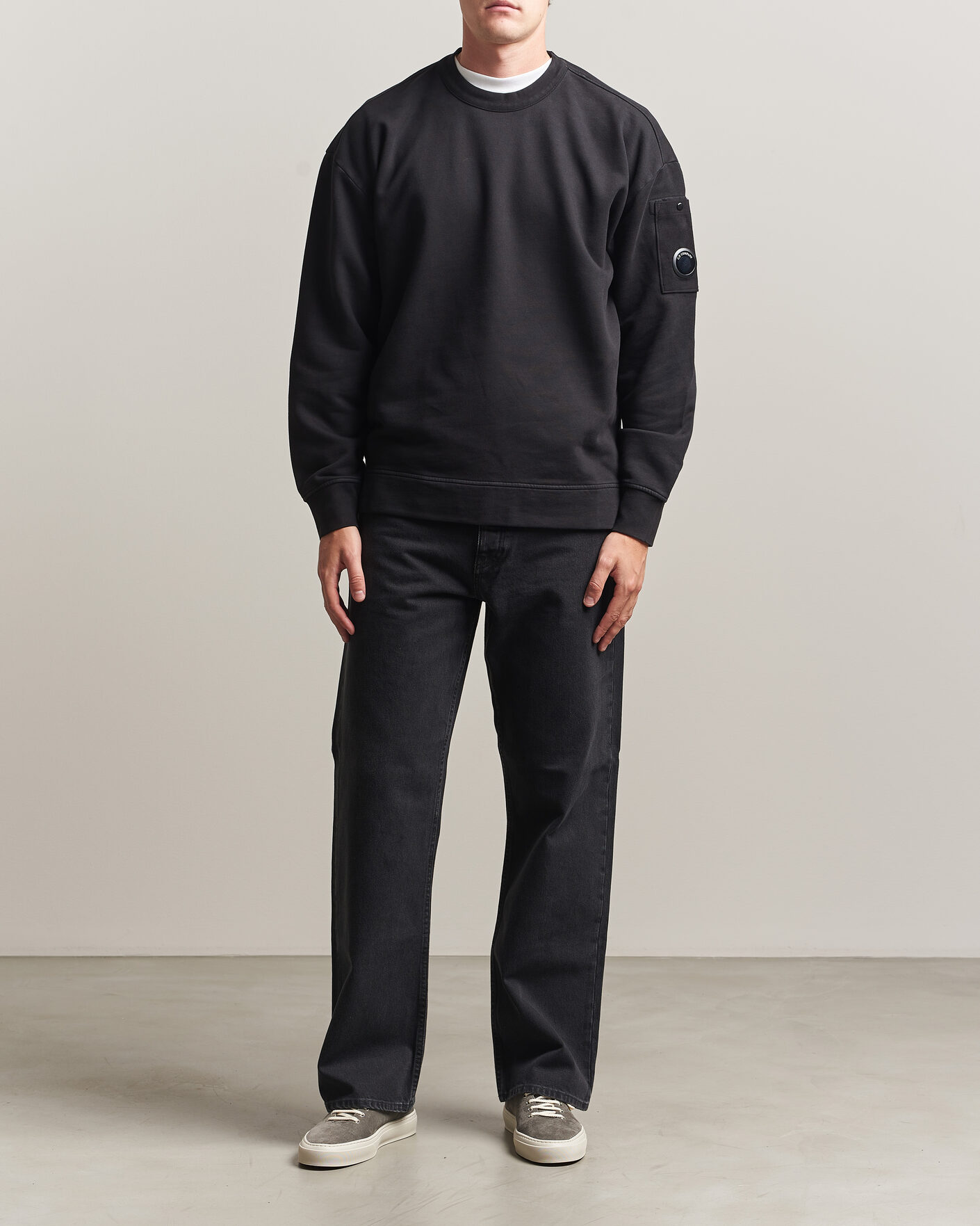 Herre | Gensere | C.P. Company | Brushed Emerized Fleece Lens Sweatshirt Black