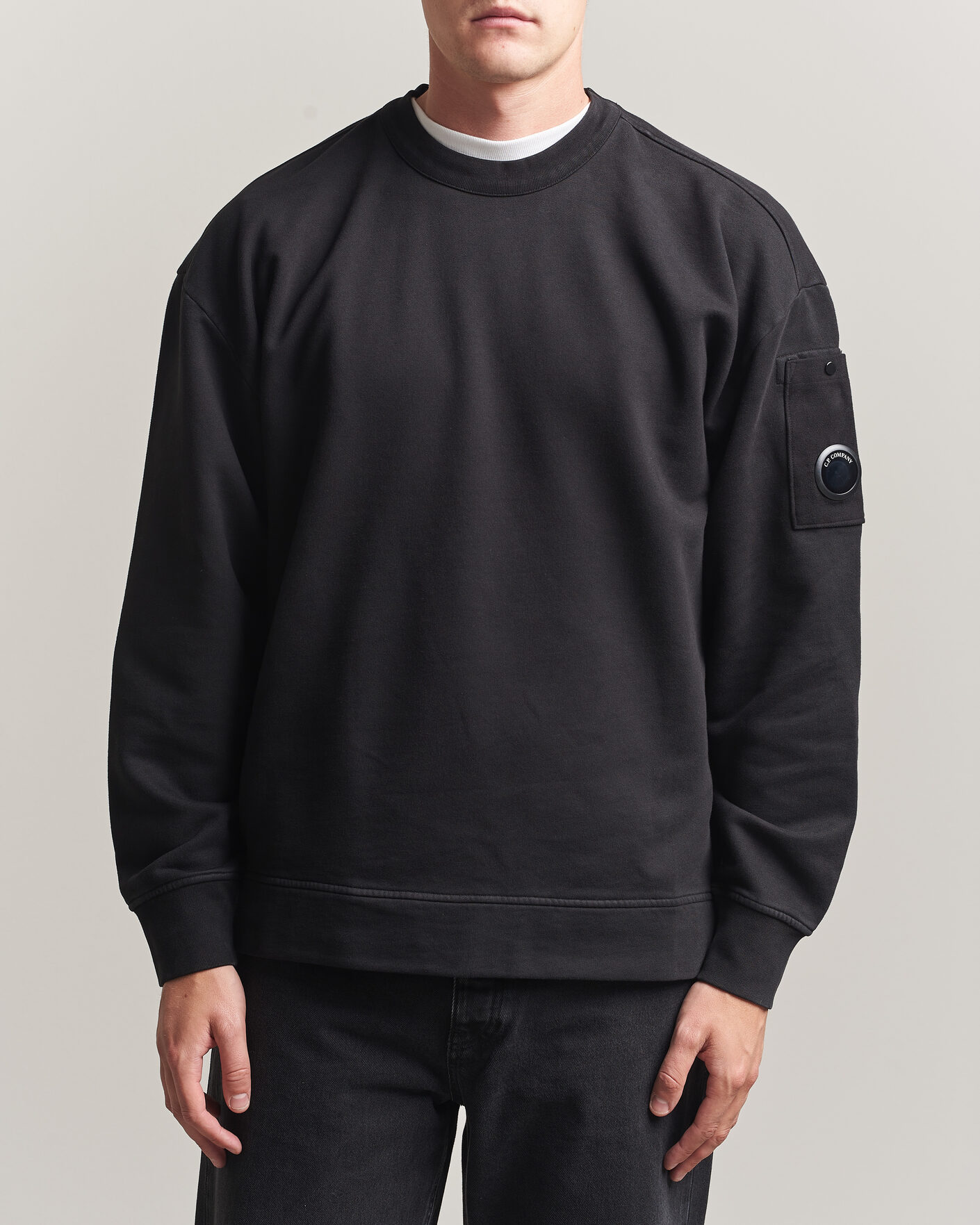 Herre | Gensere | C.P. Company | Brushed Emerized Fleece Lens Sweatshirt Black