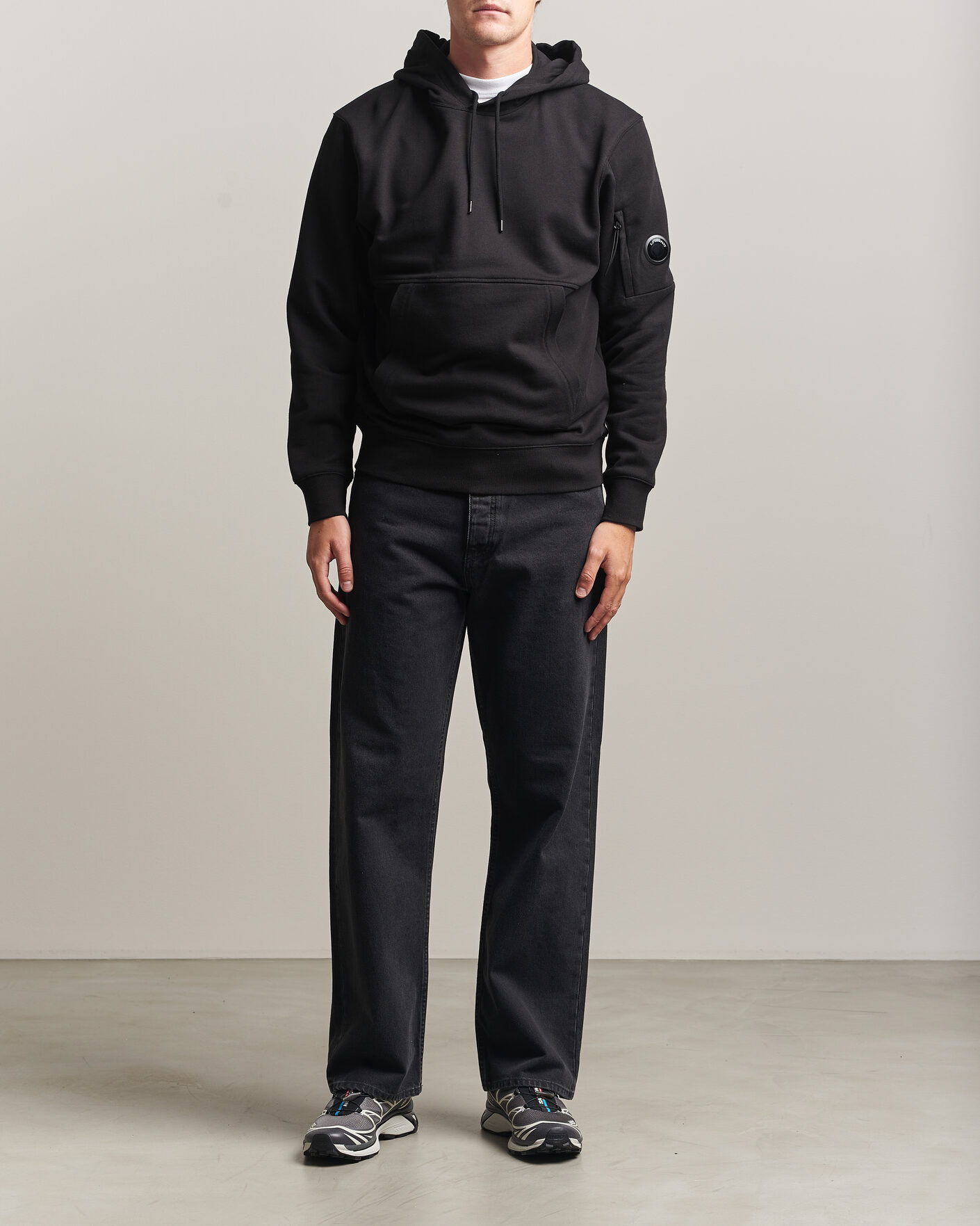 Herre | Gensere | C.P. Company | Diagonal Raised Fleece Lens Hood Black