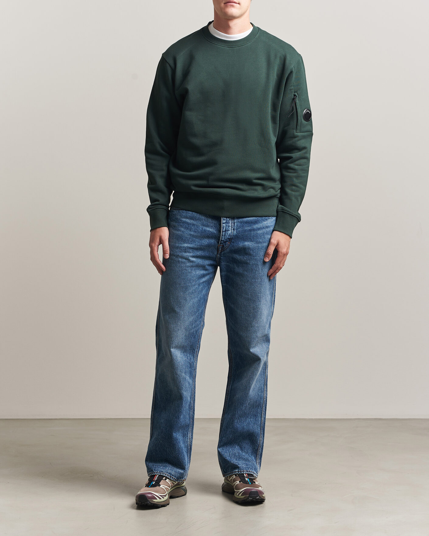 Herre | Gensere | C.P. Company | Diagonal Raised Fleece Lens Sweatshirt Emerald Green
