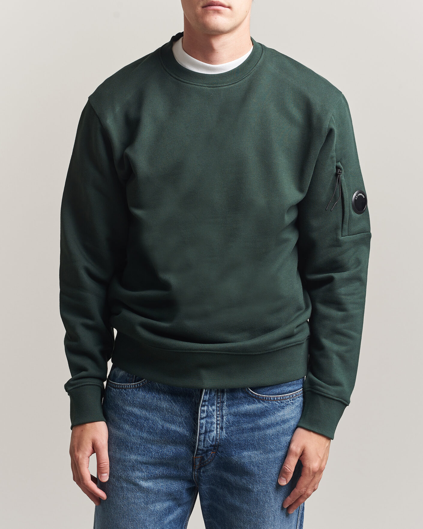 Herre | Gensere | C.P. Company | Diagonal Raised Fleece Lens Sweatshirt Emerald Green