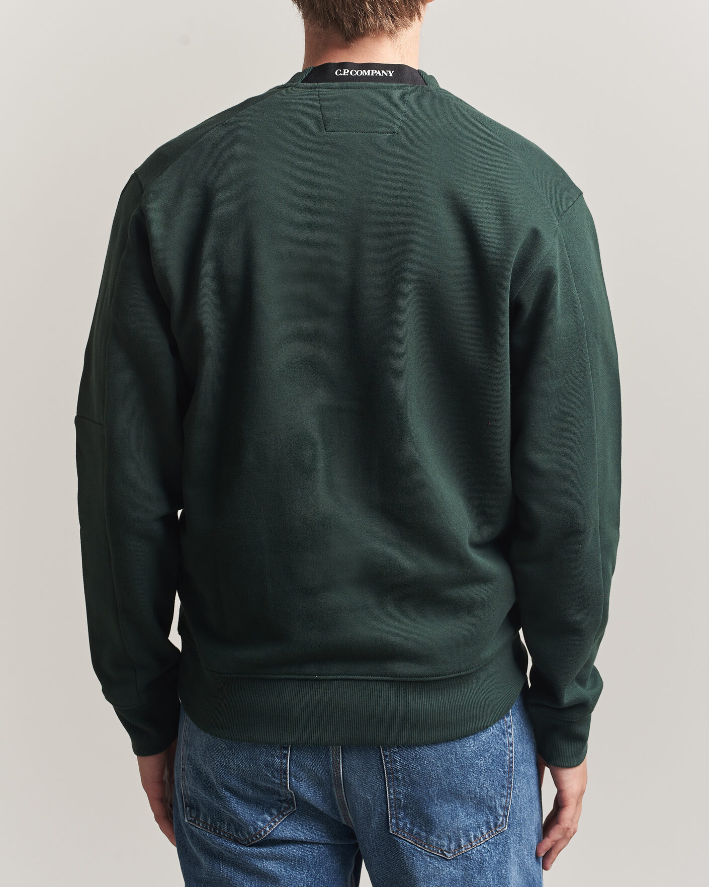 Herre | Gensere | C.P. Company | Diagonal Raised Fleece Lens Sweatshirt Emerald Green
