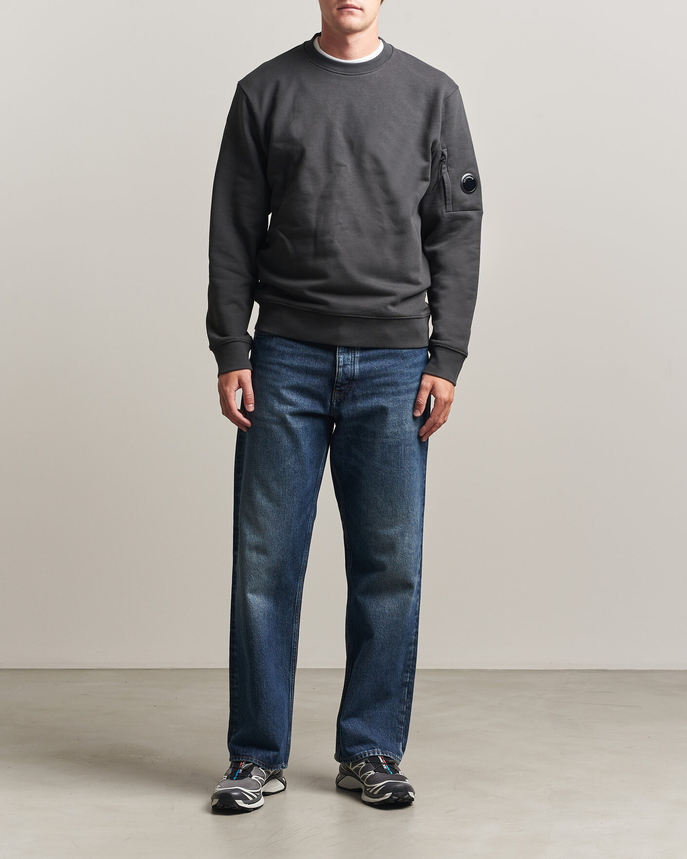 Herre | Gensere | C.P. Company | Diagonal Raised Fleece Lens Sweatshirt Dark Grey
