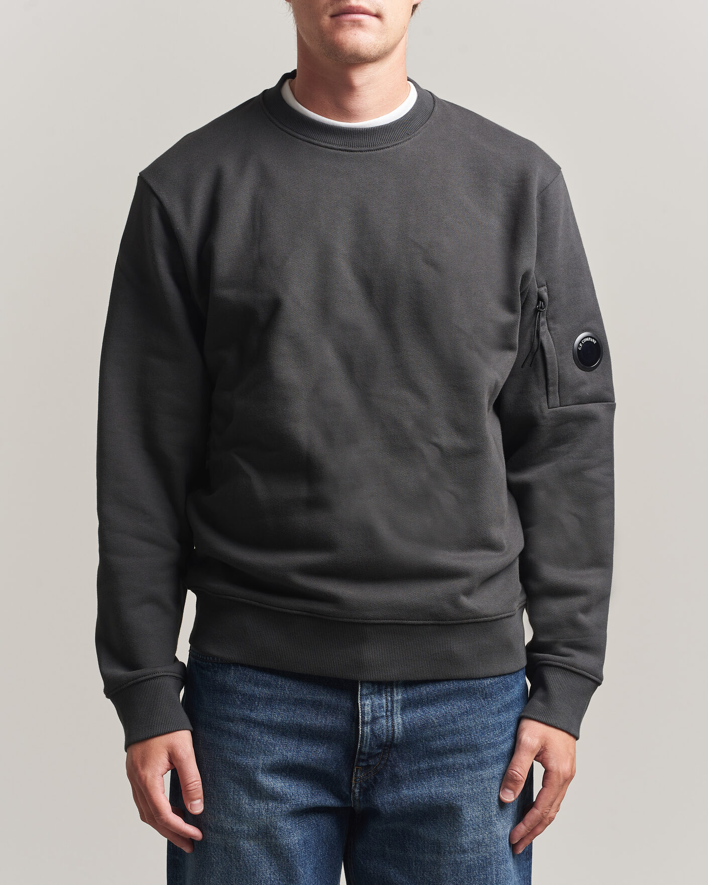 Herre | Gensere | C.P. Company | Diagonal Raised Fleece Lens Sweatshirt Dark Grey