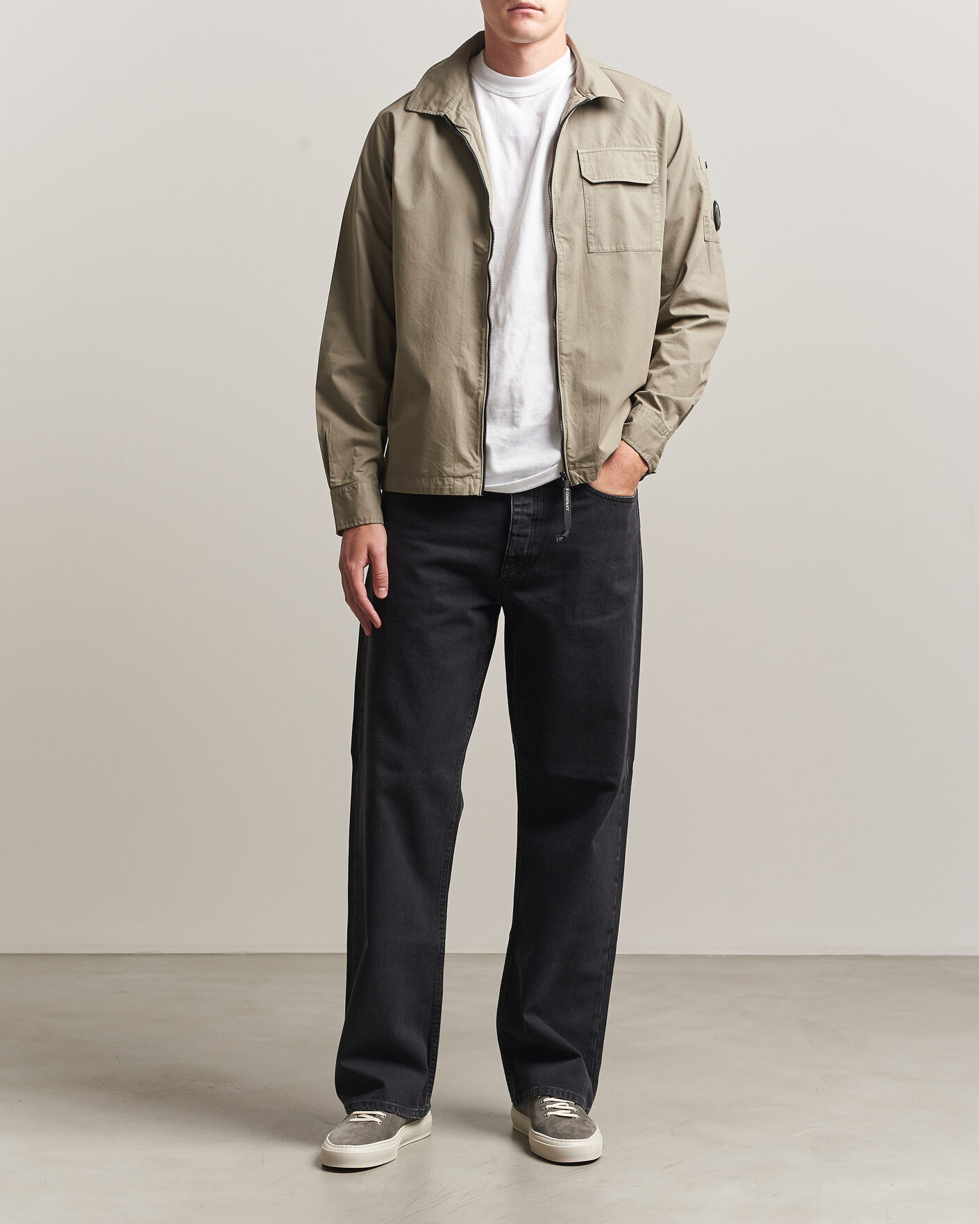 Herre | Skjorter | C.P. Company | Organic Cotton Gabardine Zip Overshirt Grey