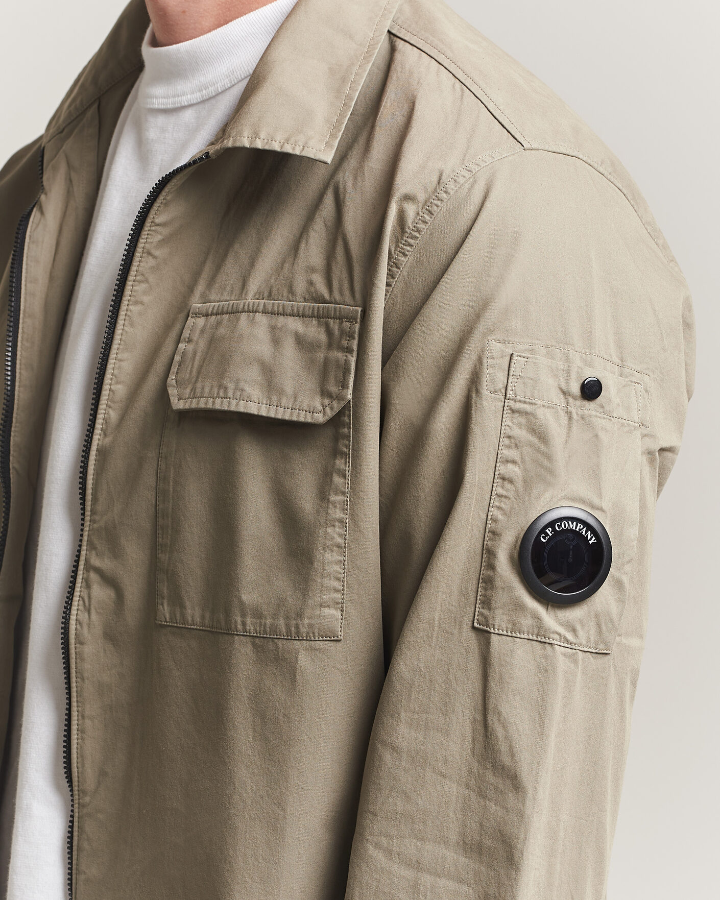 Herre | Skjorter | C.P. Company | Organic Cotton Gabardine Zip Overshirt Grey