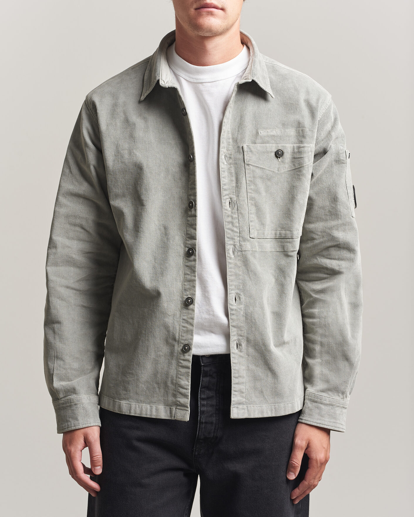 Herre | Skjorter | C.P. Company | Corduroy Lens Overshirt Light Grey