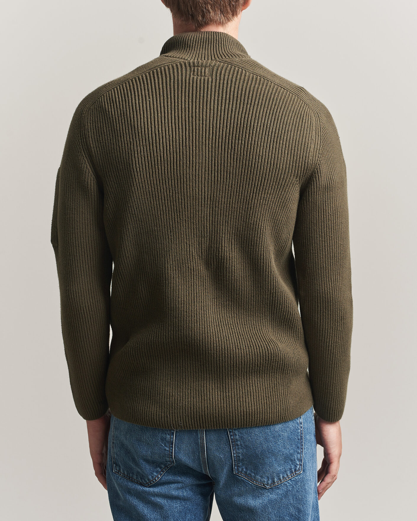 Herre | Gensere | C.P. Company | Full Rib Knitted Cotton Half Button Dark Green
