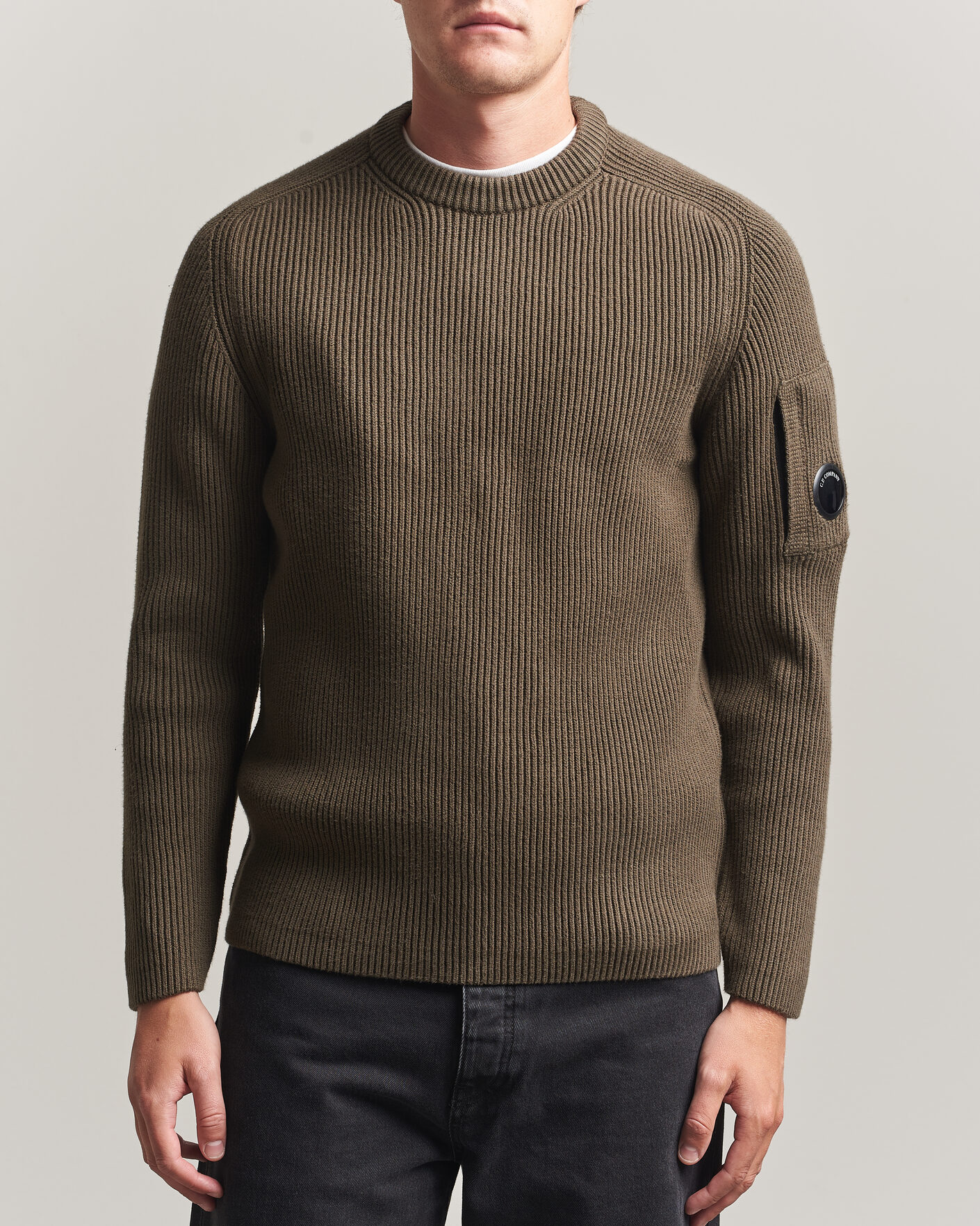 Herre | Gensere | C.P. Company | Full Rib Knitted Cotton Crew Neck Dark Green